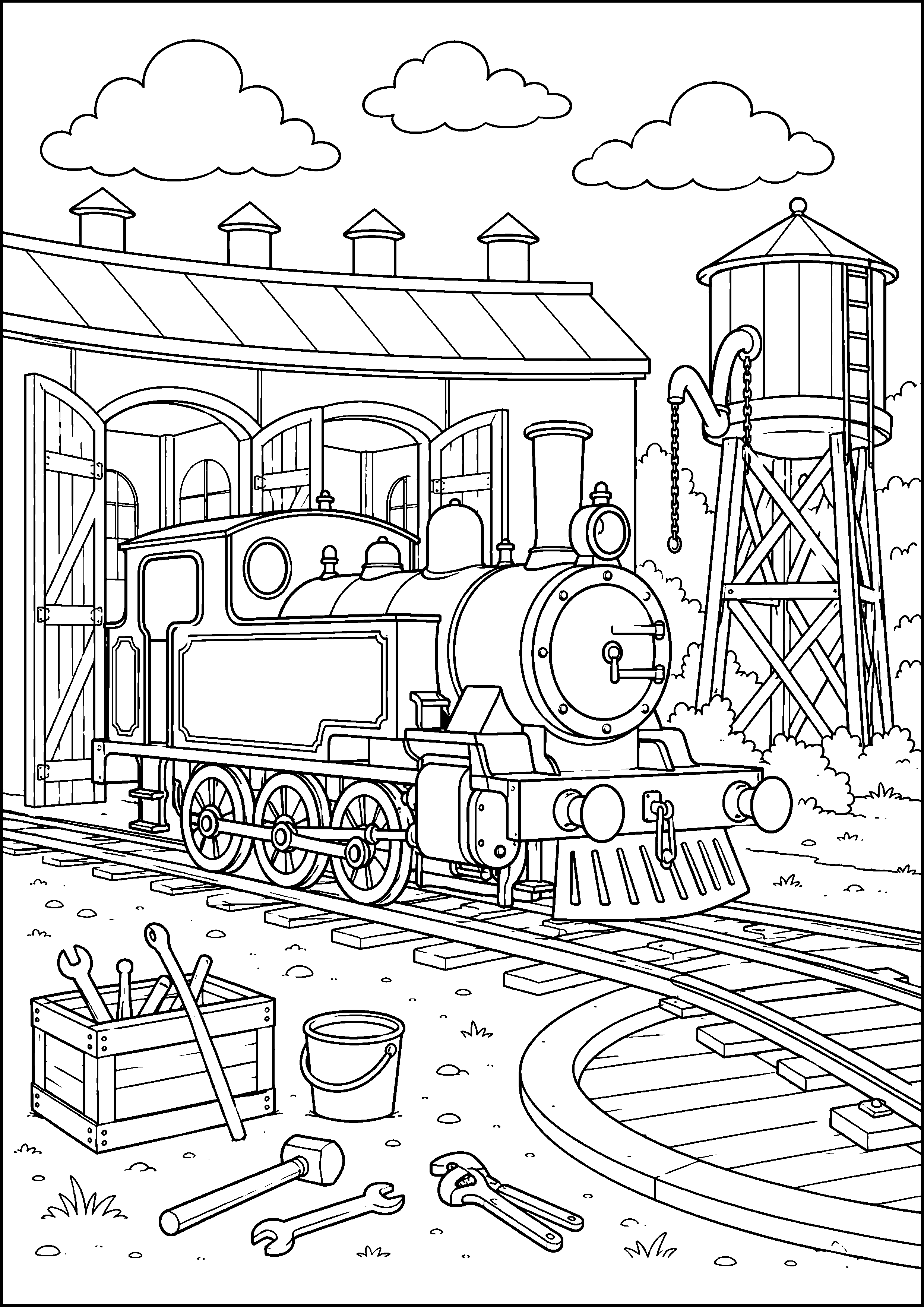 Coloriage train à vapeur à imprimer – dessin n°7