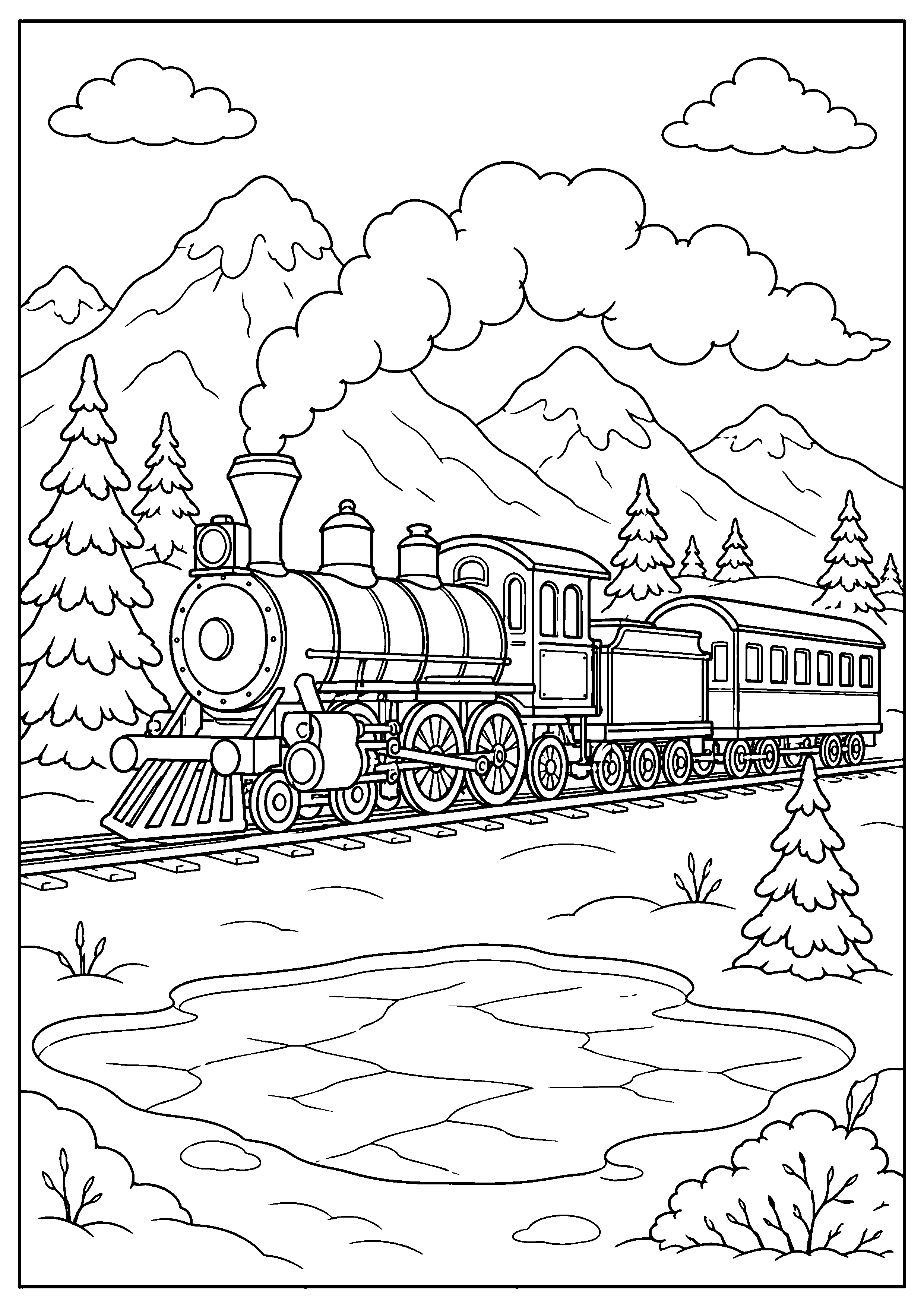 Coloriage train à vapeur à imprimer – dessin n°8