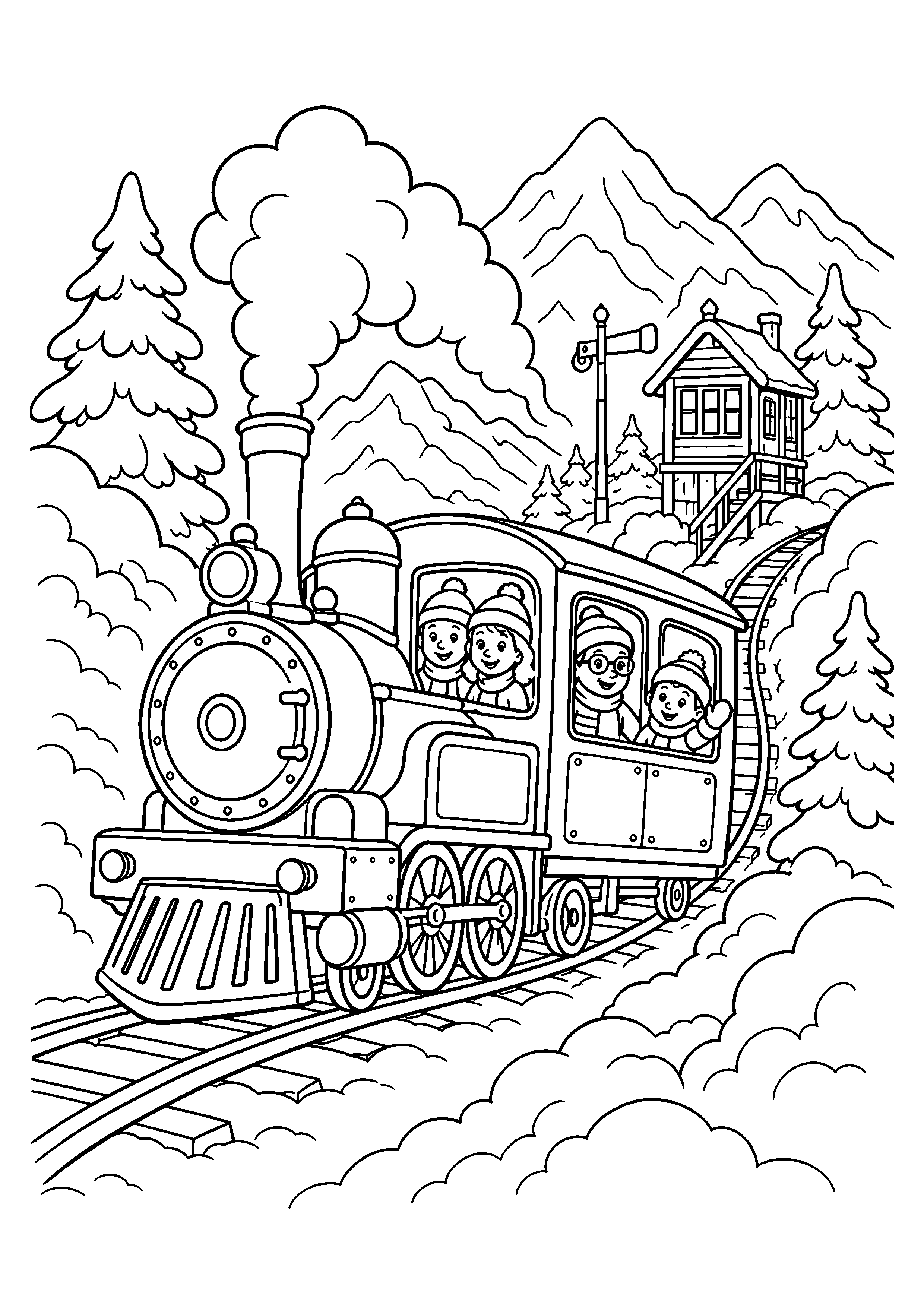 Coloriage train à vapeur à imprimer – dessin n°11