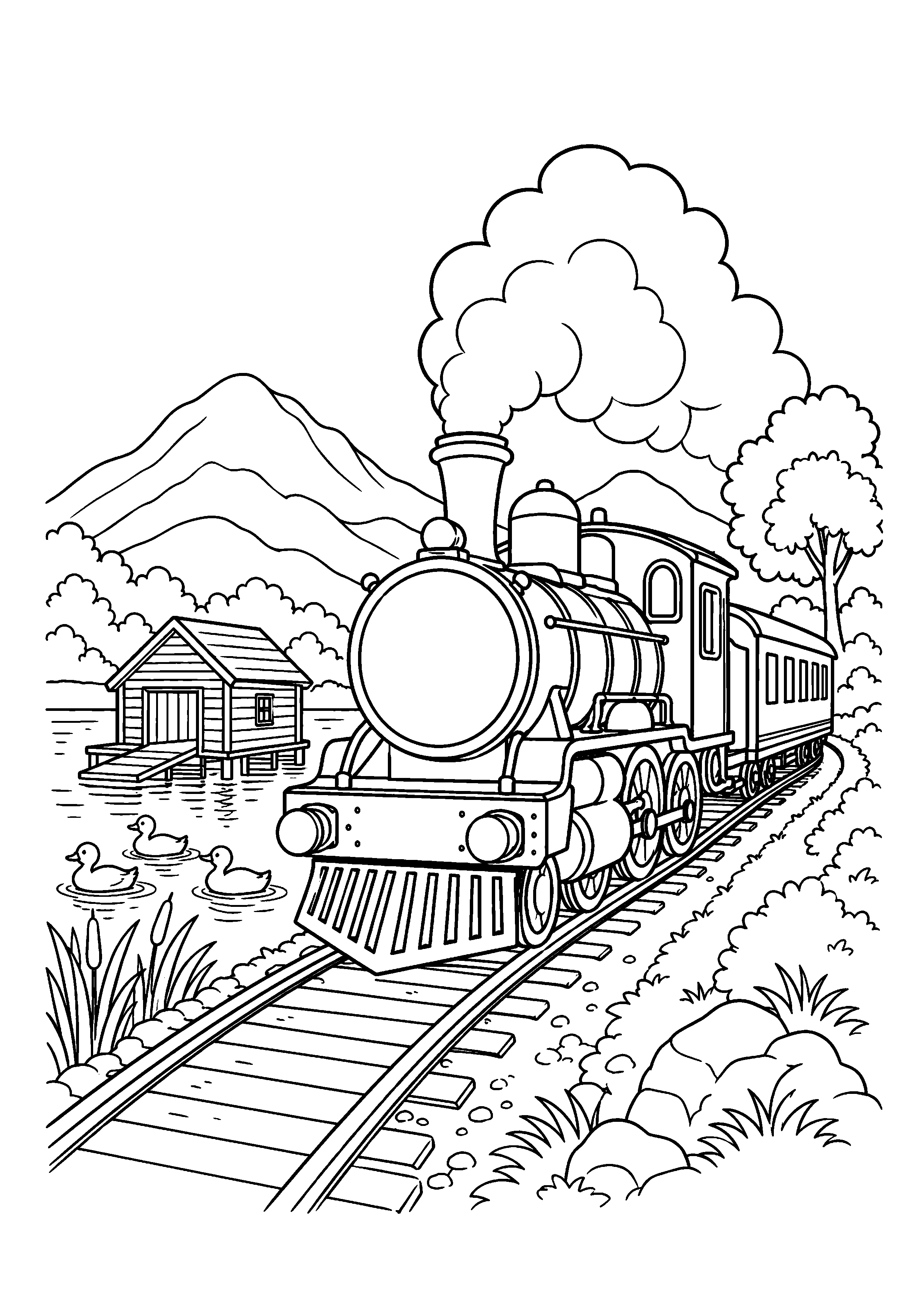 Coloriage train à vapeur à imprimer – dessin n°12