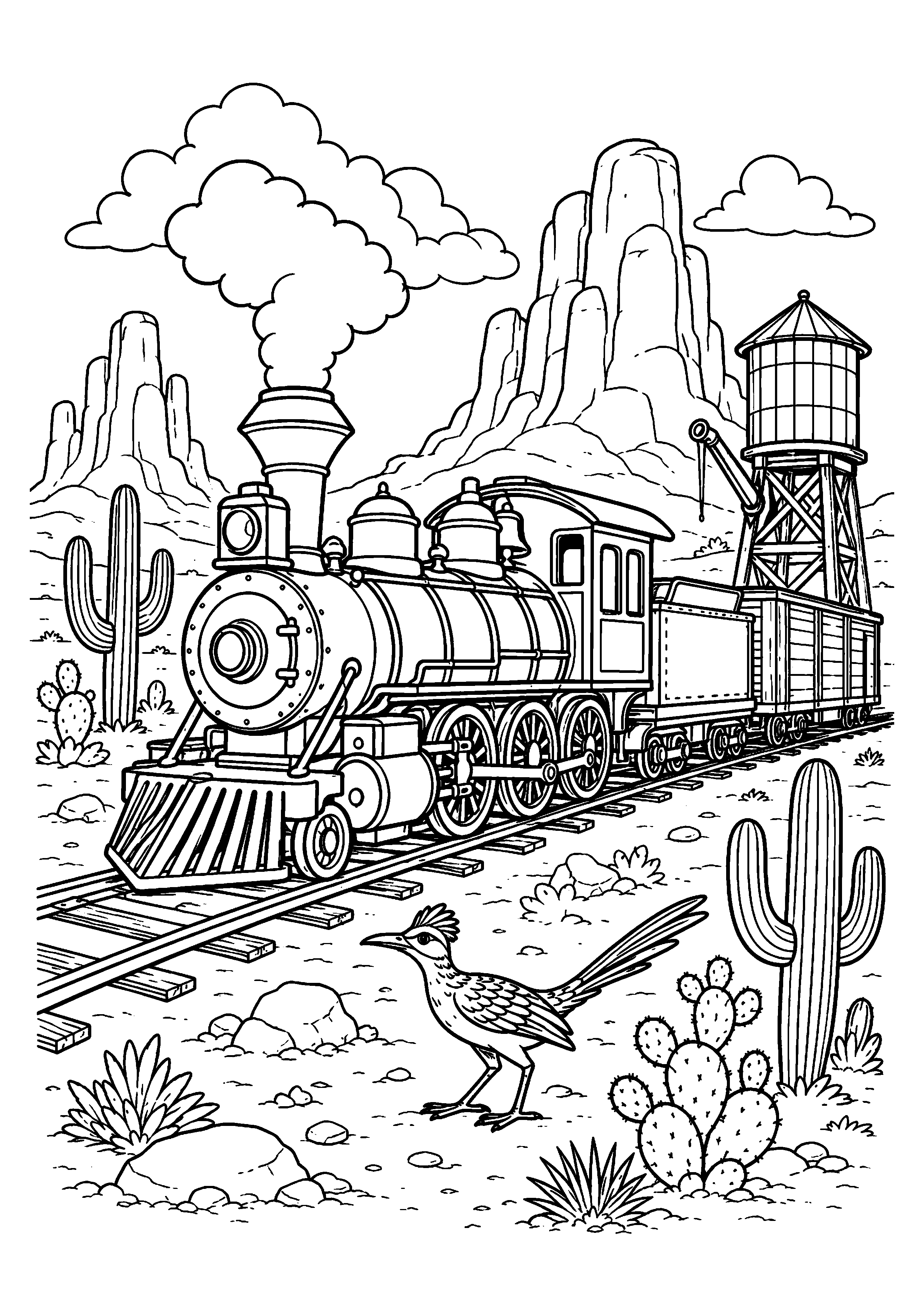 Coloriage train à vapeur à imprimer – dessin n°14