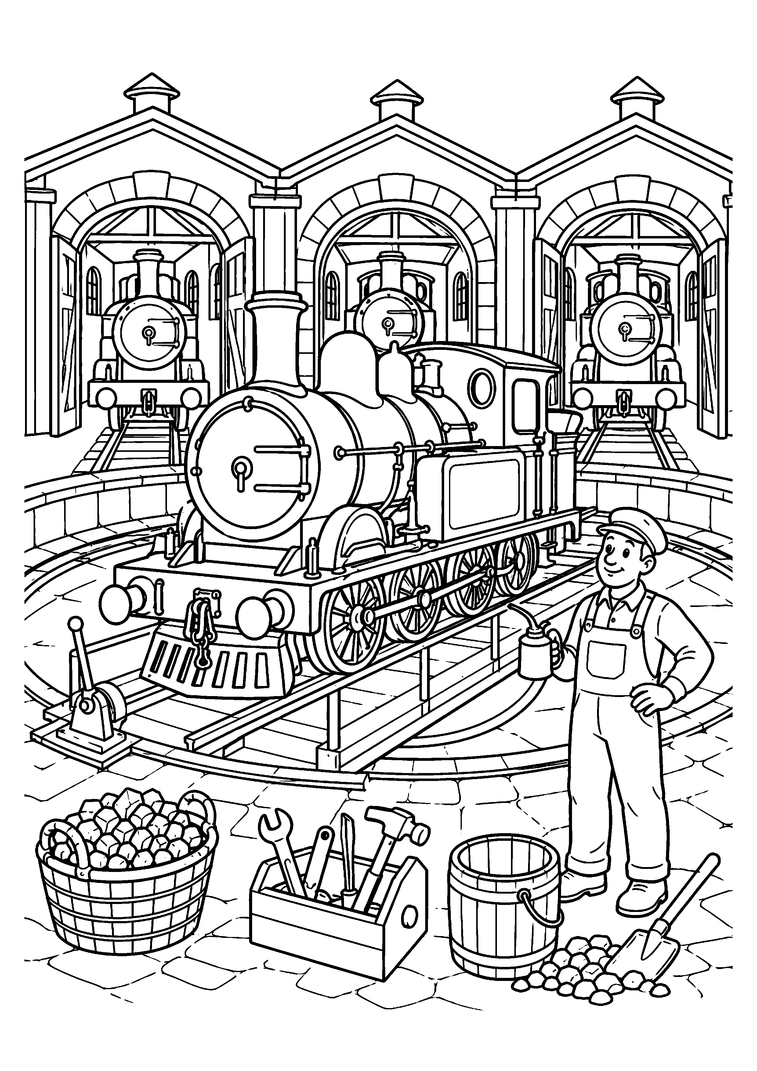 Coloriage train à vapeur à imprimer – dessin n°15
