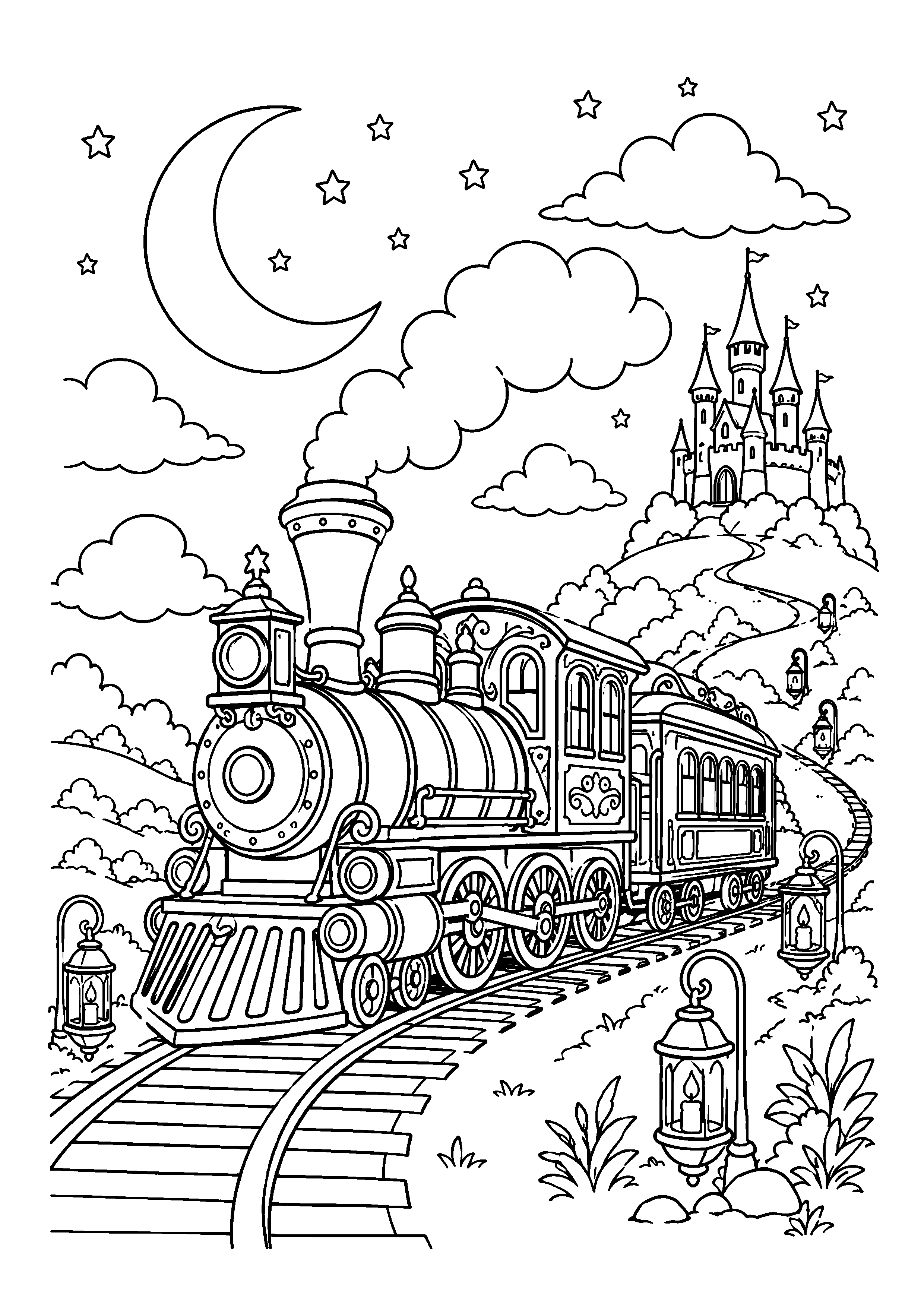 Coloriage train à vapeur à imprimer – dessin n°17