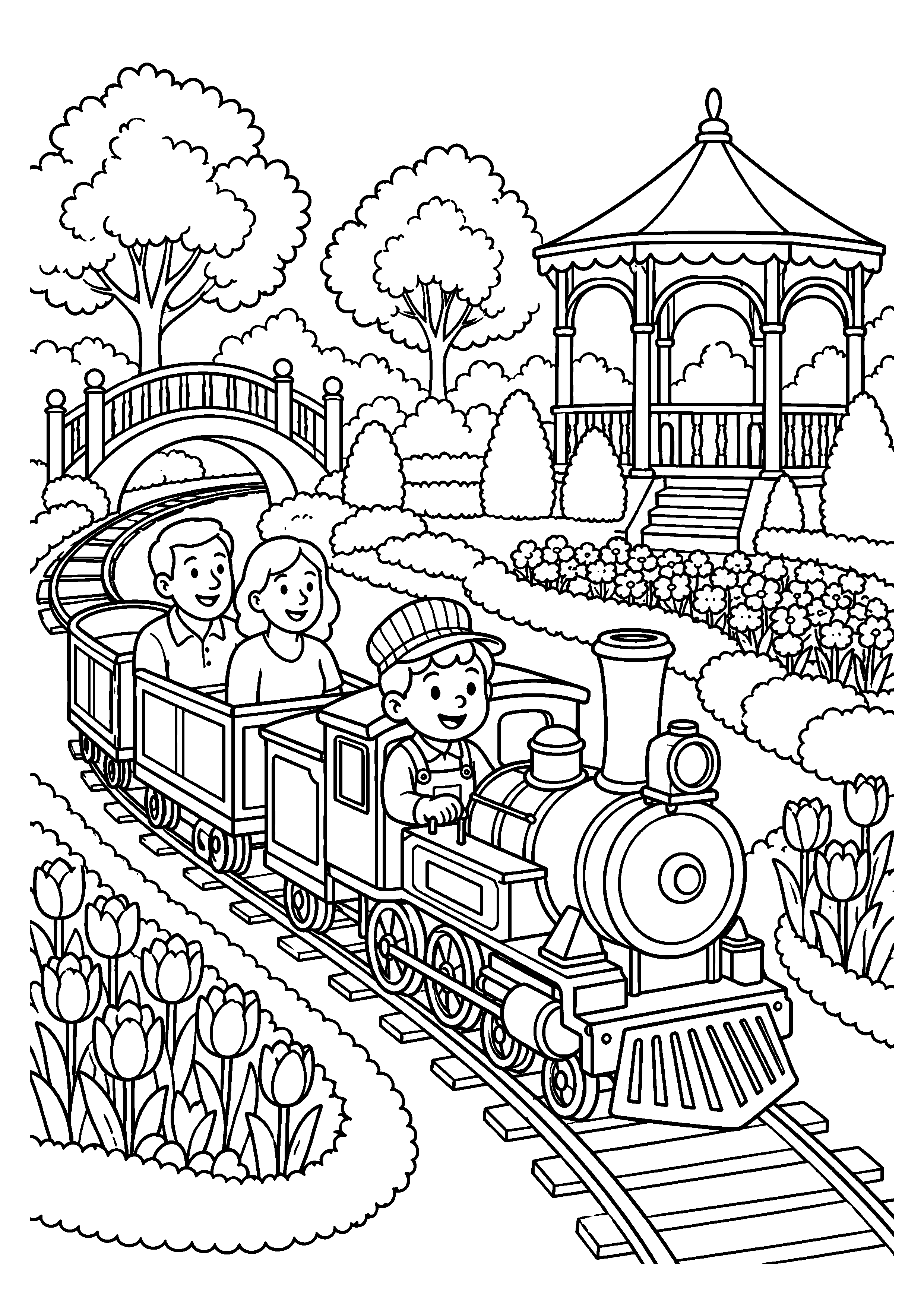 Coloriage train à vapeur à imprimer – dessin n°19