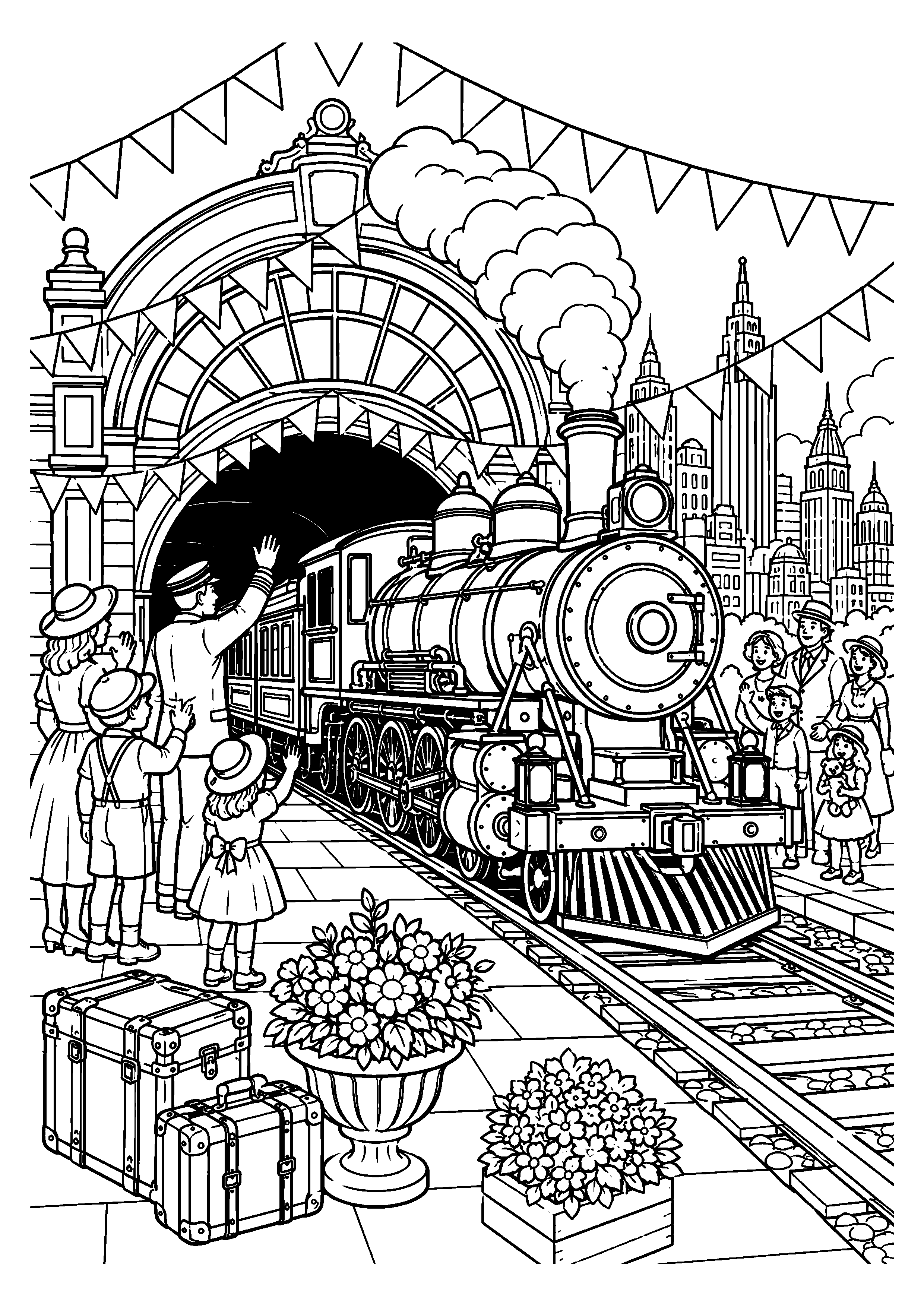 Coloriage train à vapeur à imprimer – dessin n°20