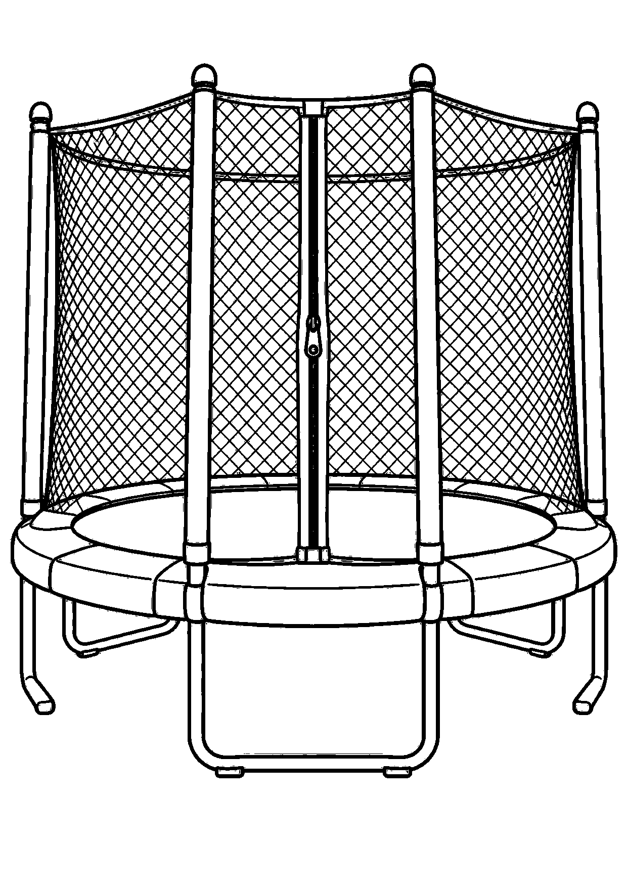 Coloriage trampoline : grand équipement vu de face à imprimer