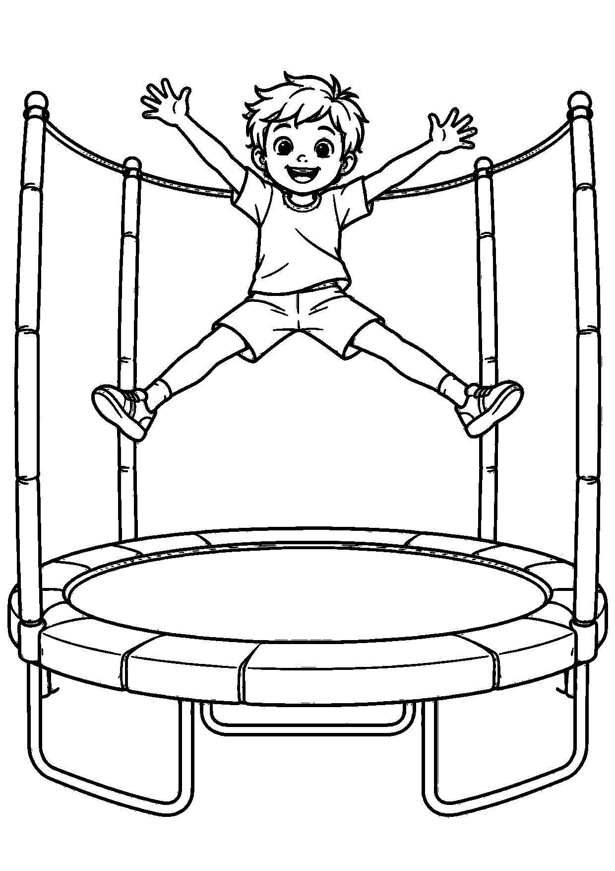 Coloriage trampoline : sportif en action avec un geste simple à imprimer