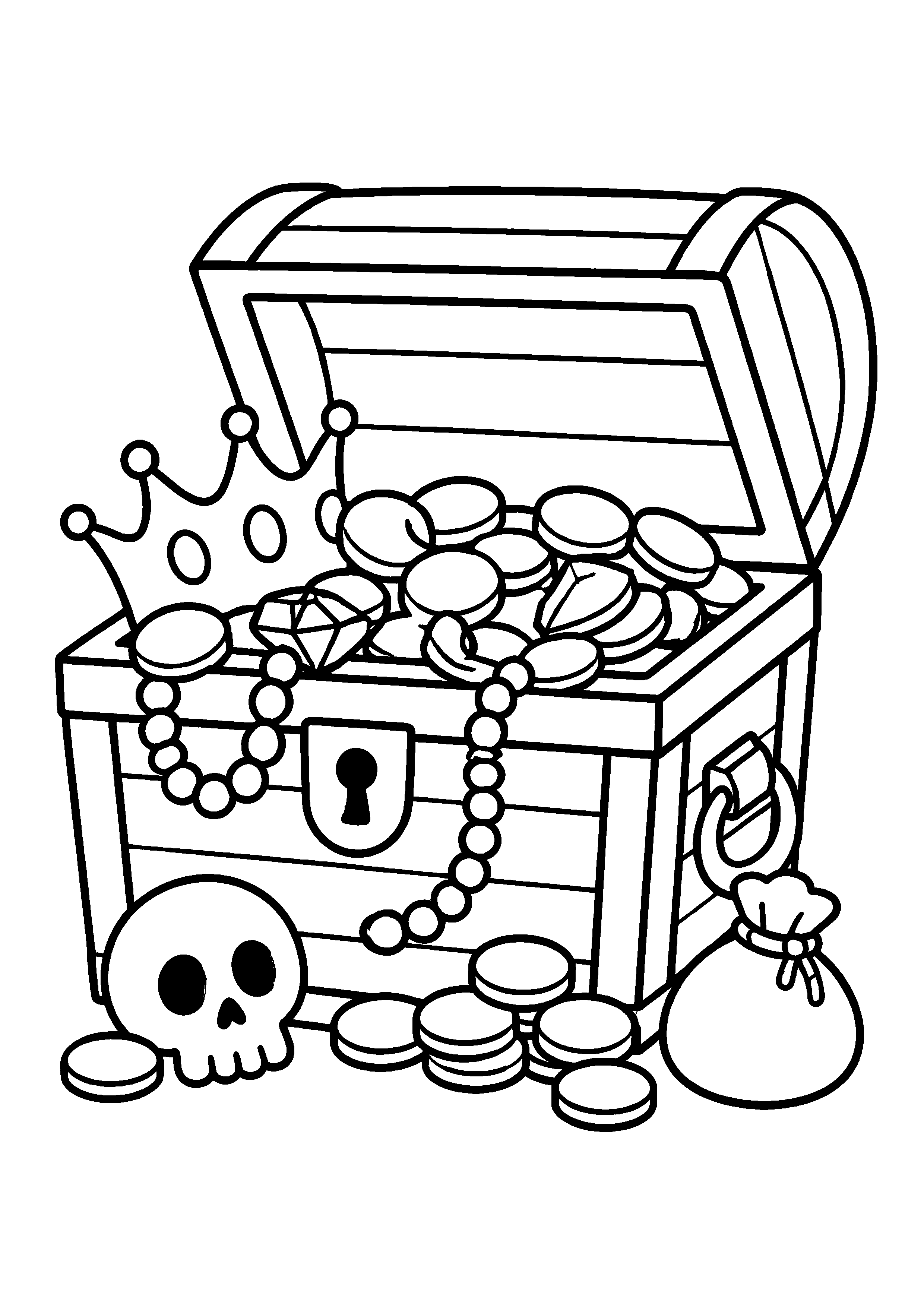 Coloriage Trésor pirate à imprimer – dessin 1