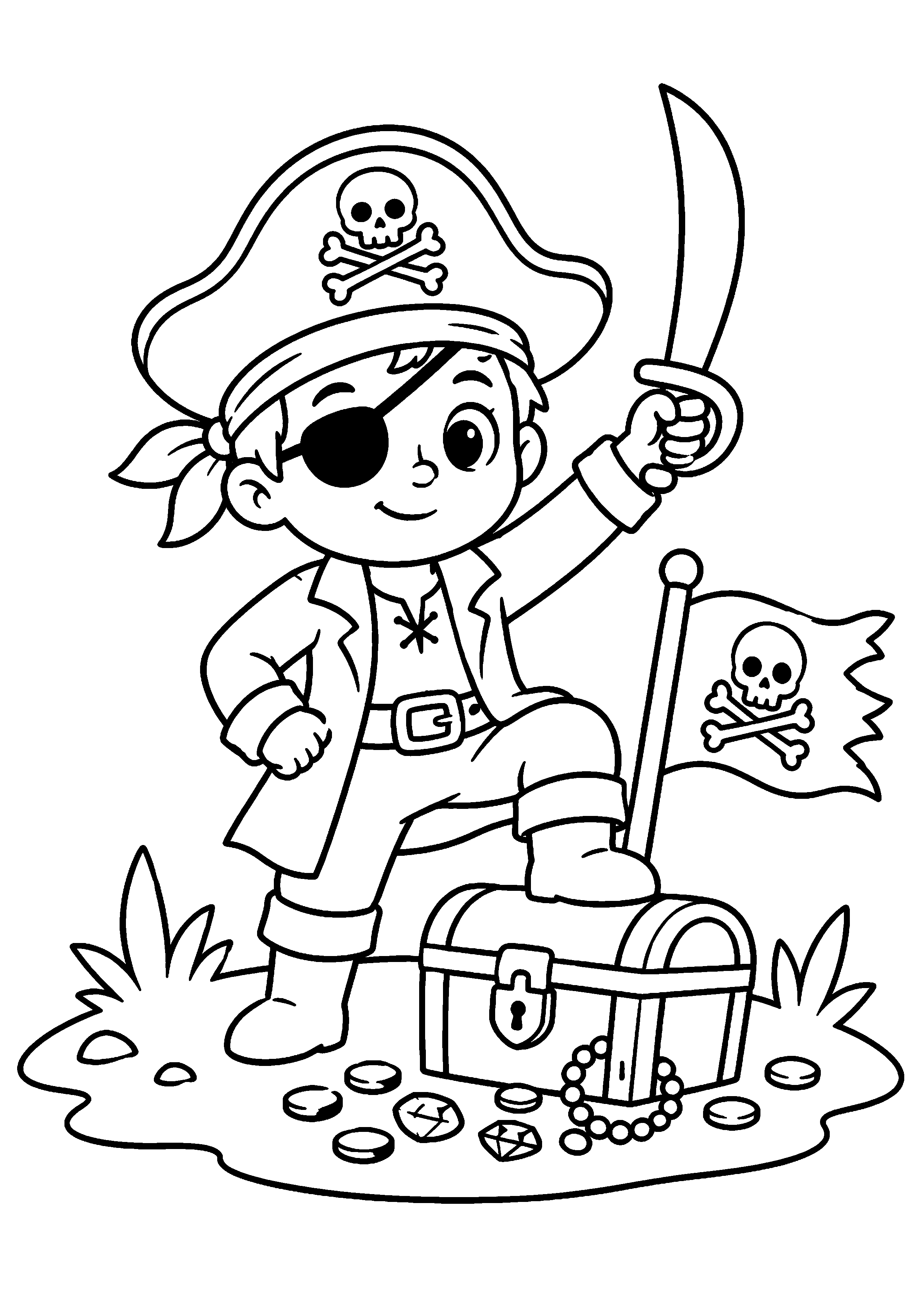 Coloriage Trésor pirate à imprimer – dessin 2