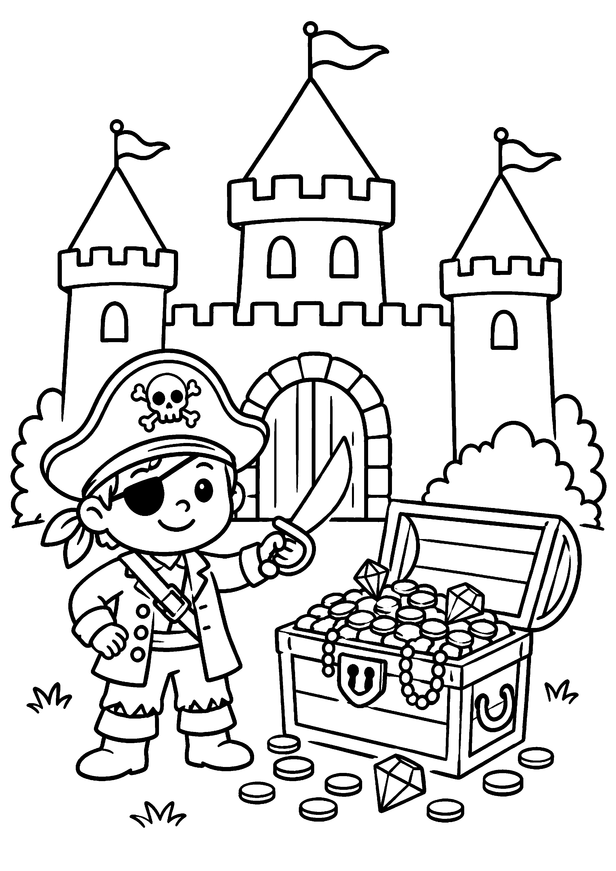 Coloriage Trésor pirate à imprimer – dessin 4