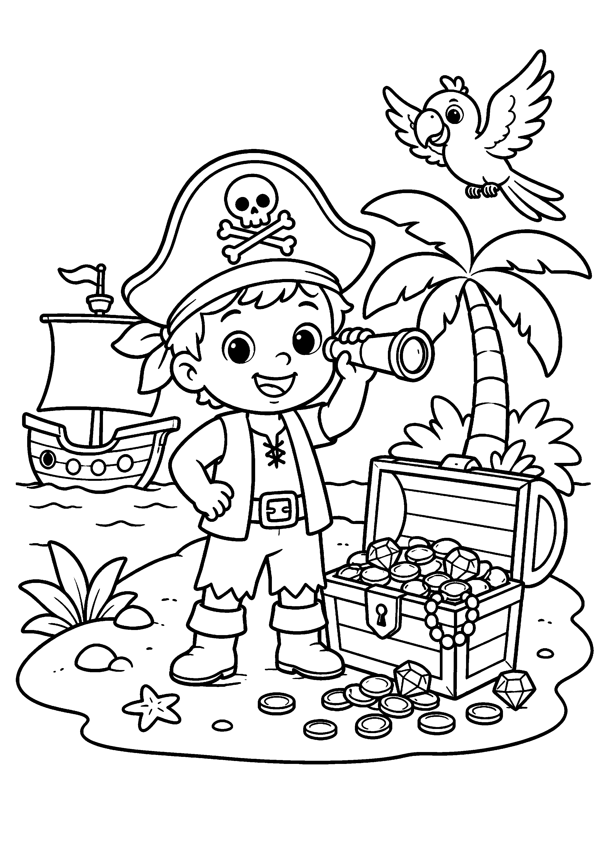 Coloriage Trésor pirate à imprimer – dessin n°5