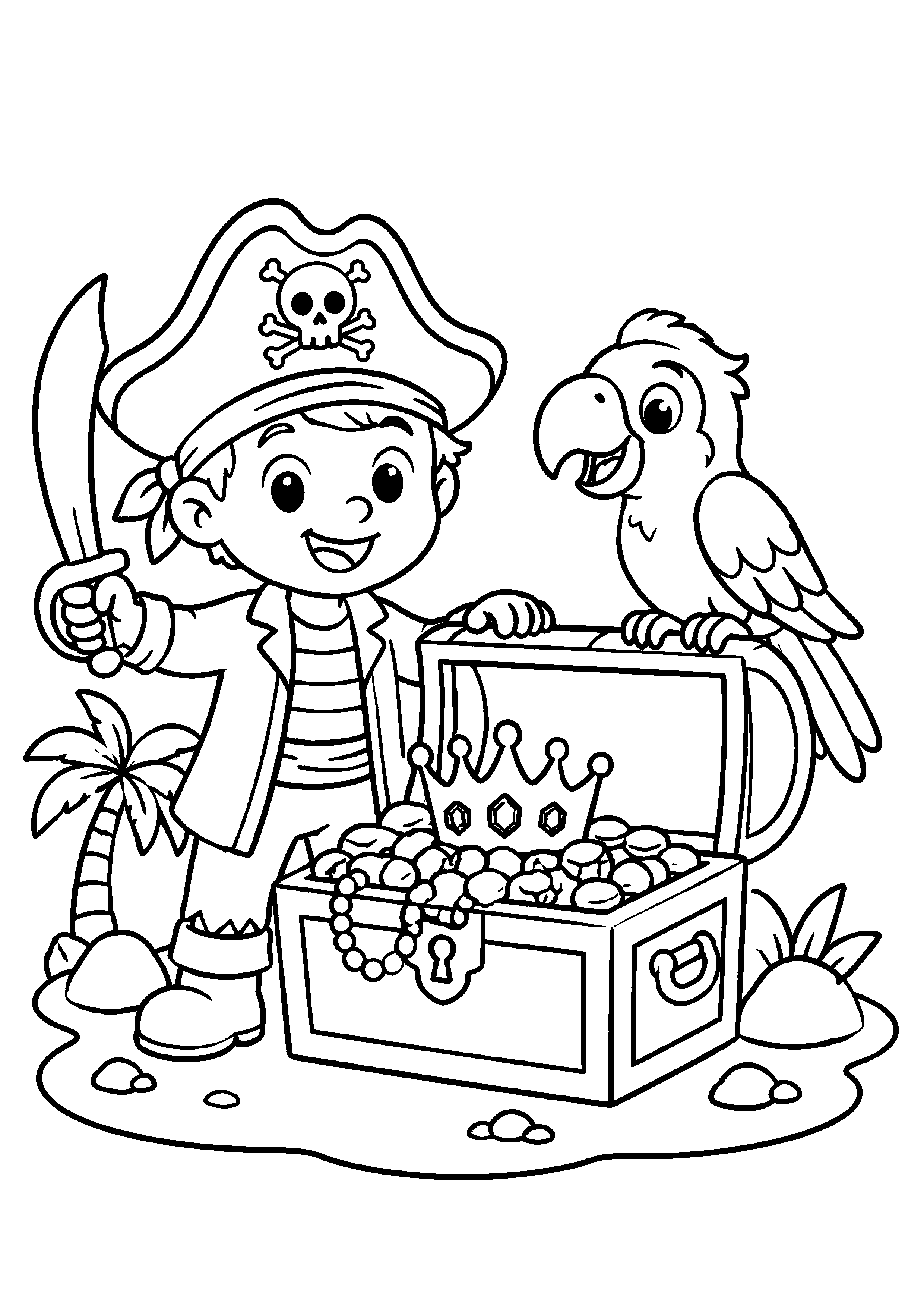 Coloriage Trésor pirate à imprimer – dessin n°6