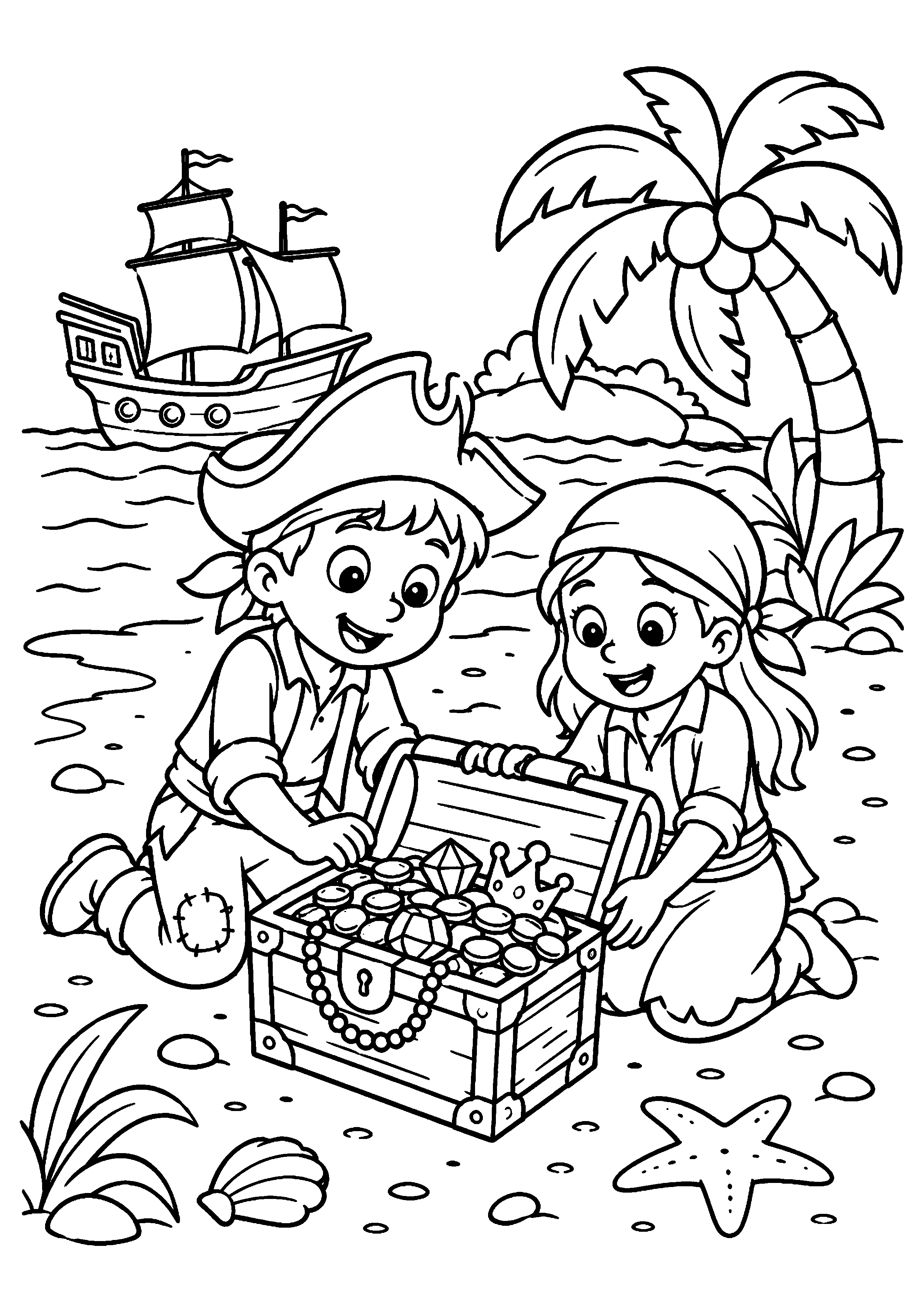 Coloriage Trésor pirate à imprimer – dessin n°11