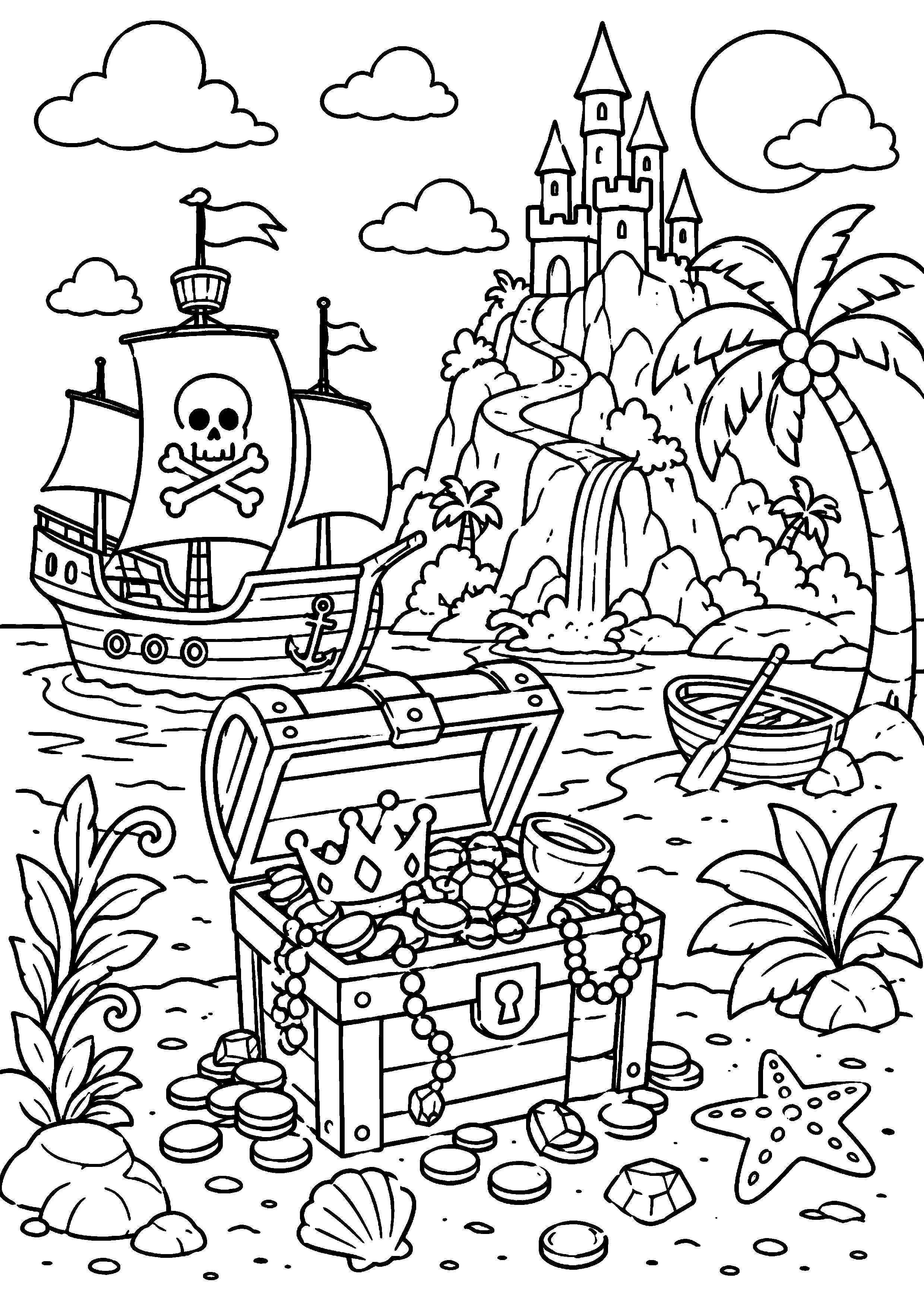 Coloriage Trésor pirate à imprimer – dessin n°13
