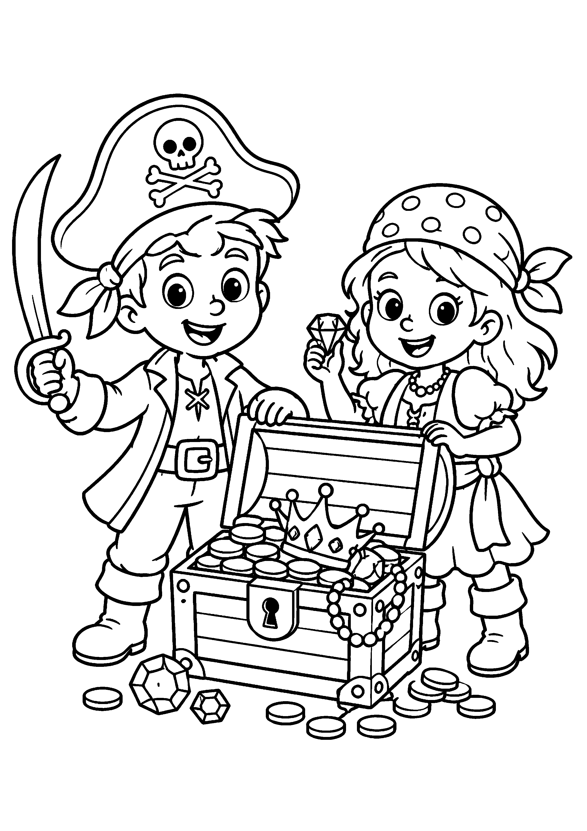 Coloriage Trésor pirate à imprimer – dessin n°15