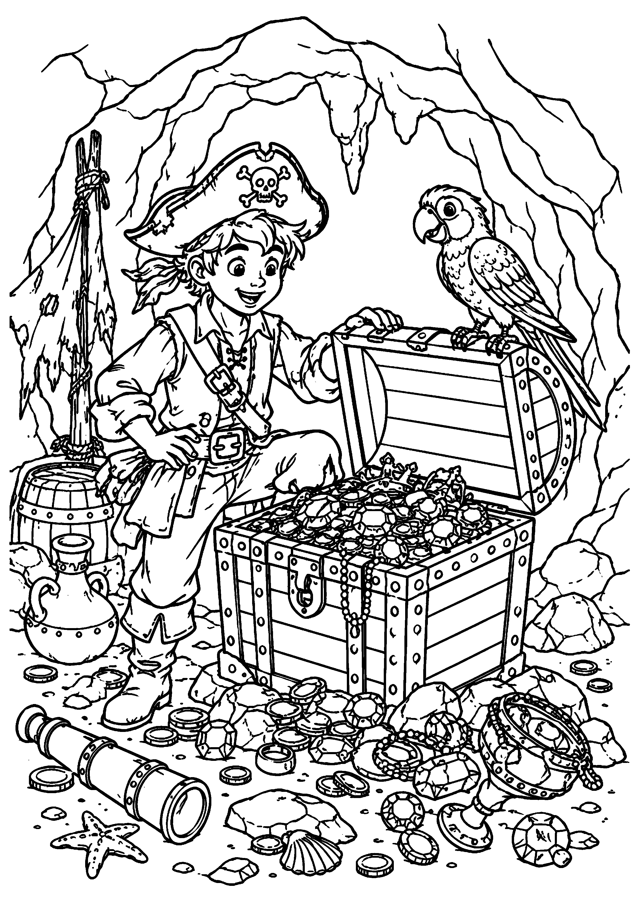 Coloriage Trésor pirate à imprimer – dessin n°17