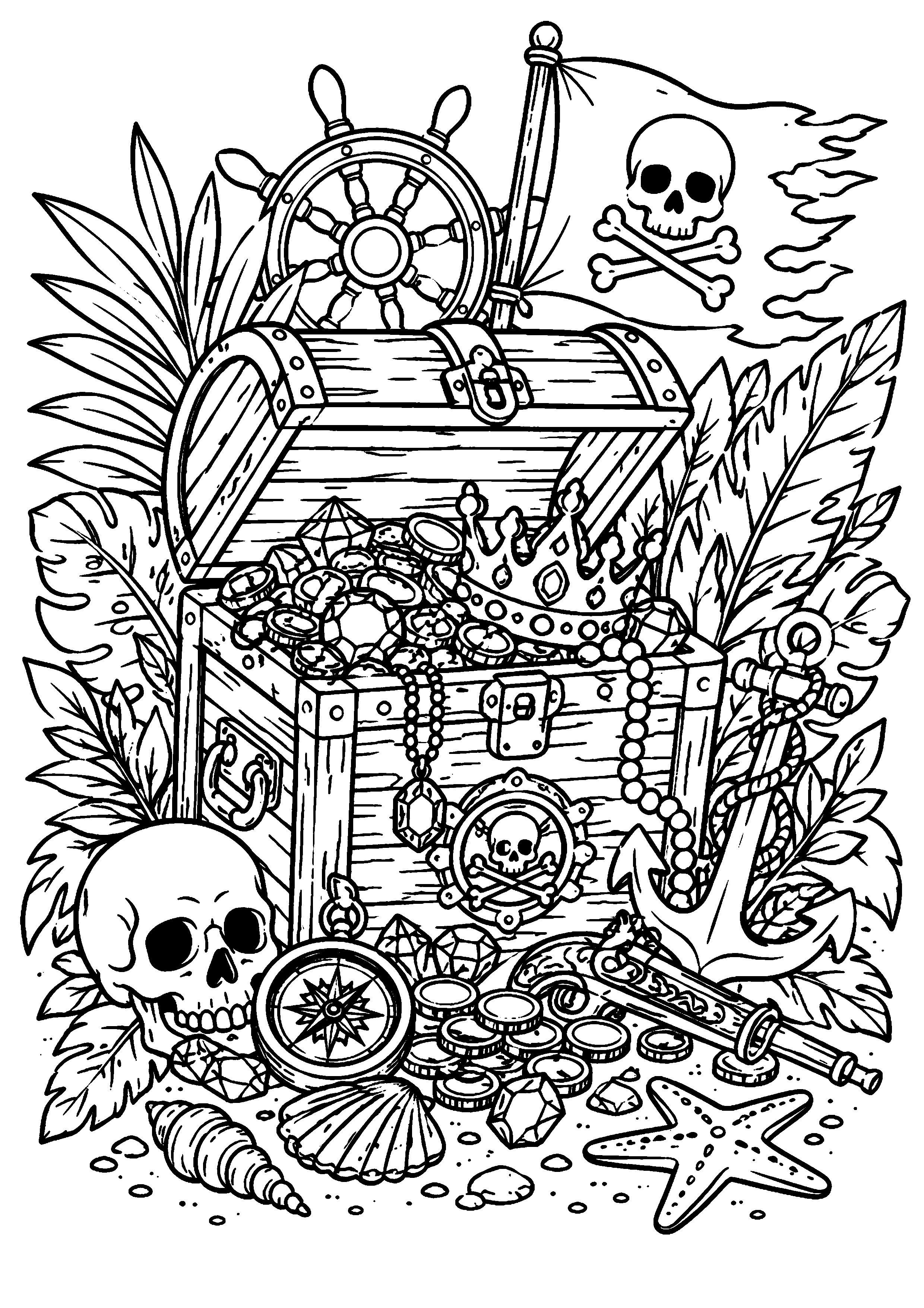 Coloriage Trésor pirate à imprimer – dessin n°19