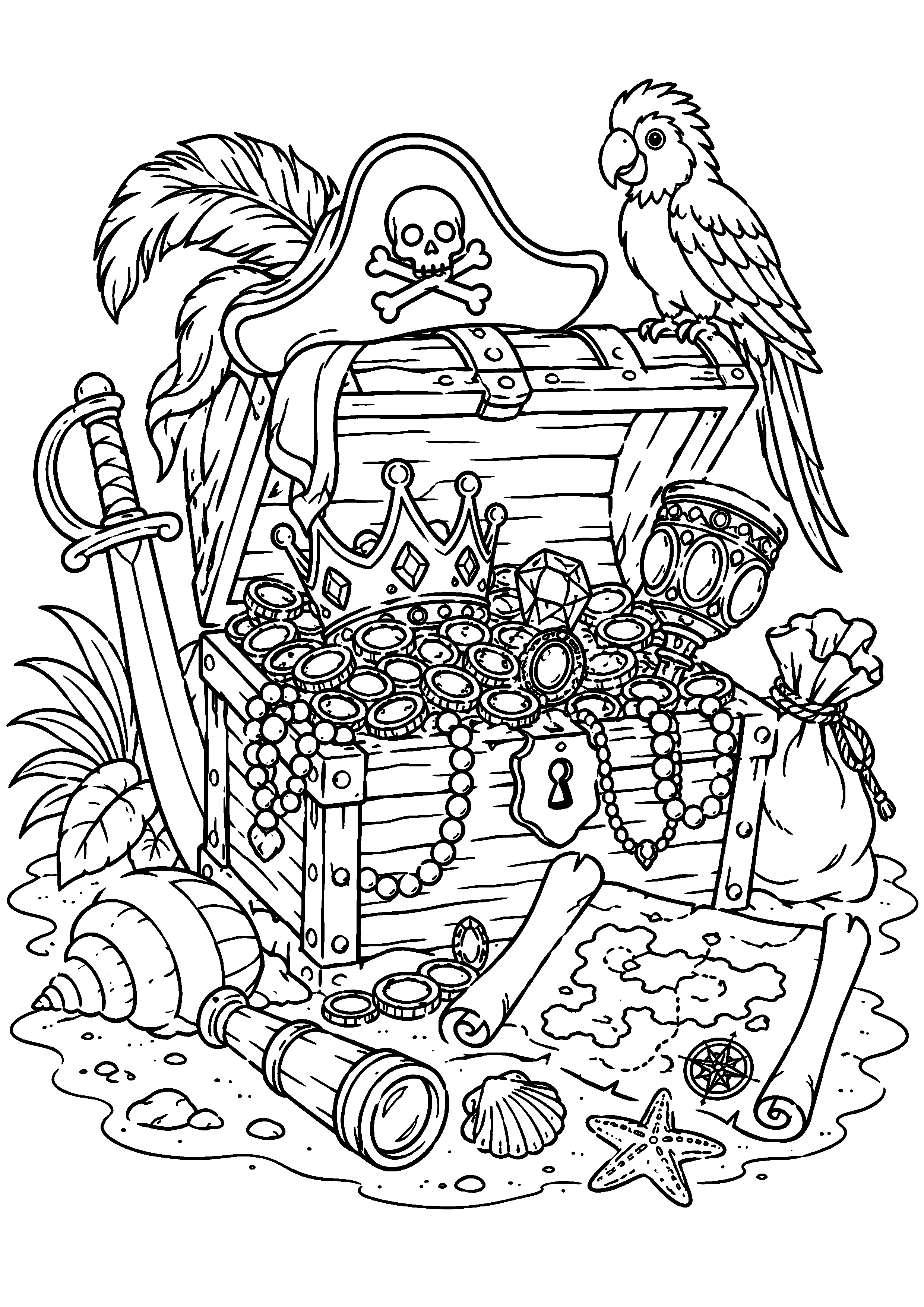 Coloriage Trésor pirate à imprimer – dessin n°20