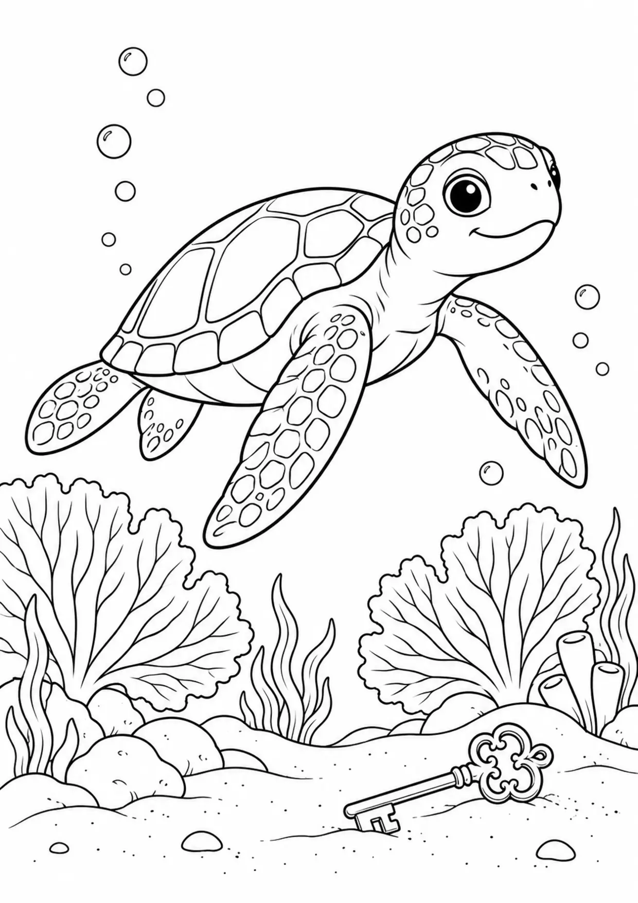 Coloriage tortue marine : cle corail