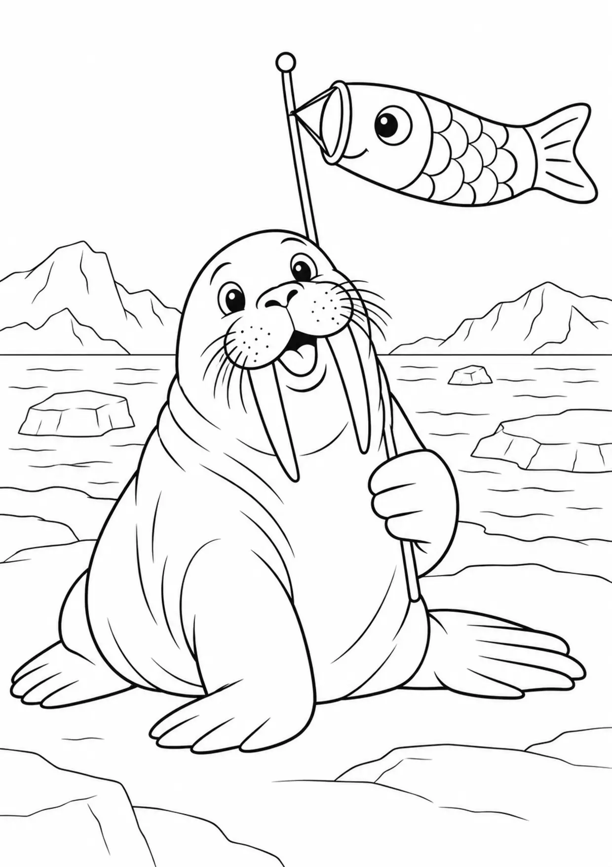 Coloriage morse : manche air poisson