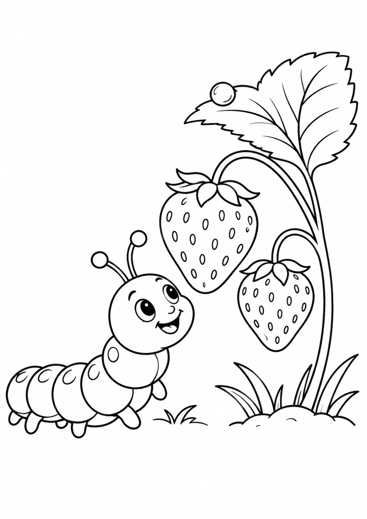 Coloriage chenille : fraise