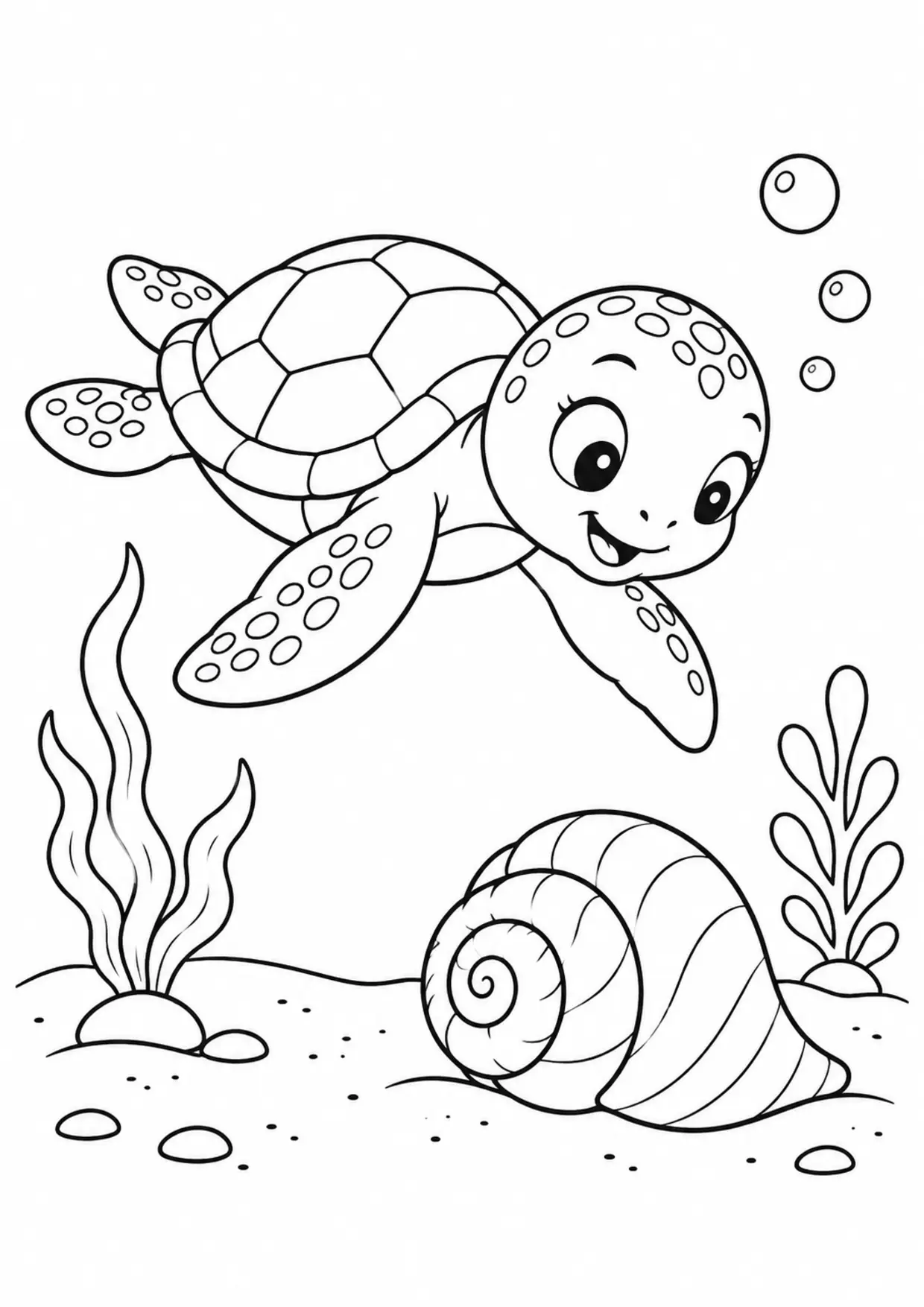 Coloriage tortue marine : coquillage