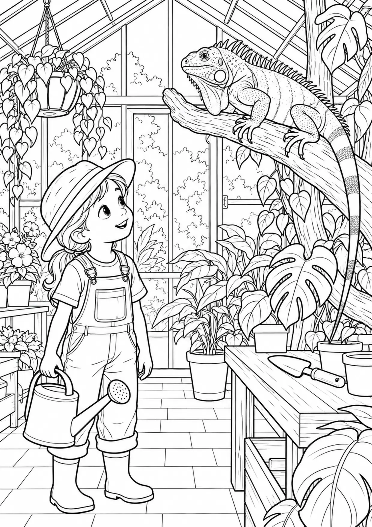 Coloriage iguane : serre enfant