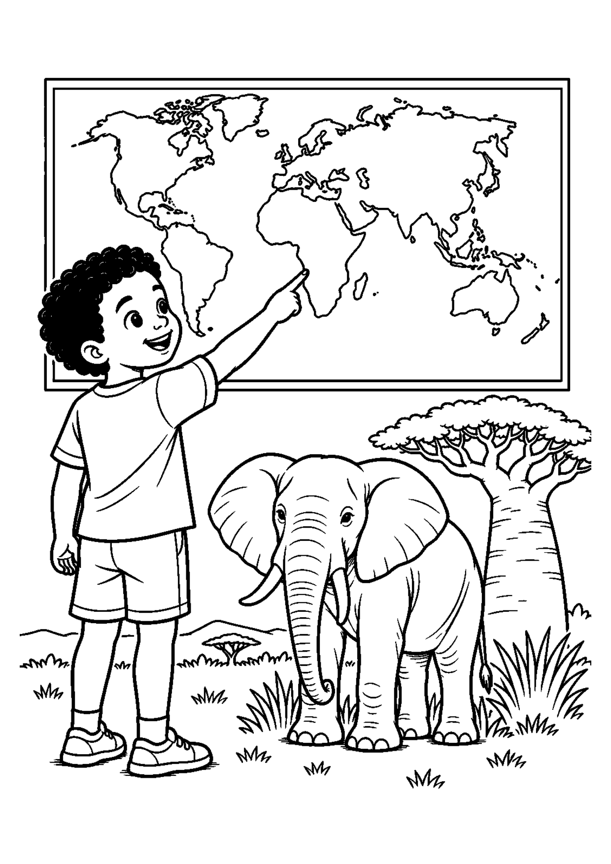 Coloriage continents : Afrique carte