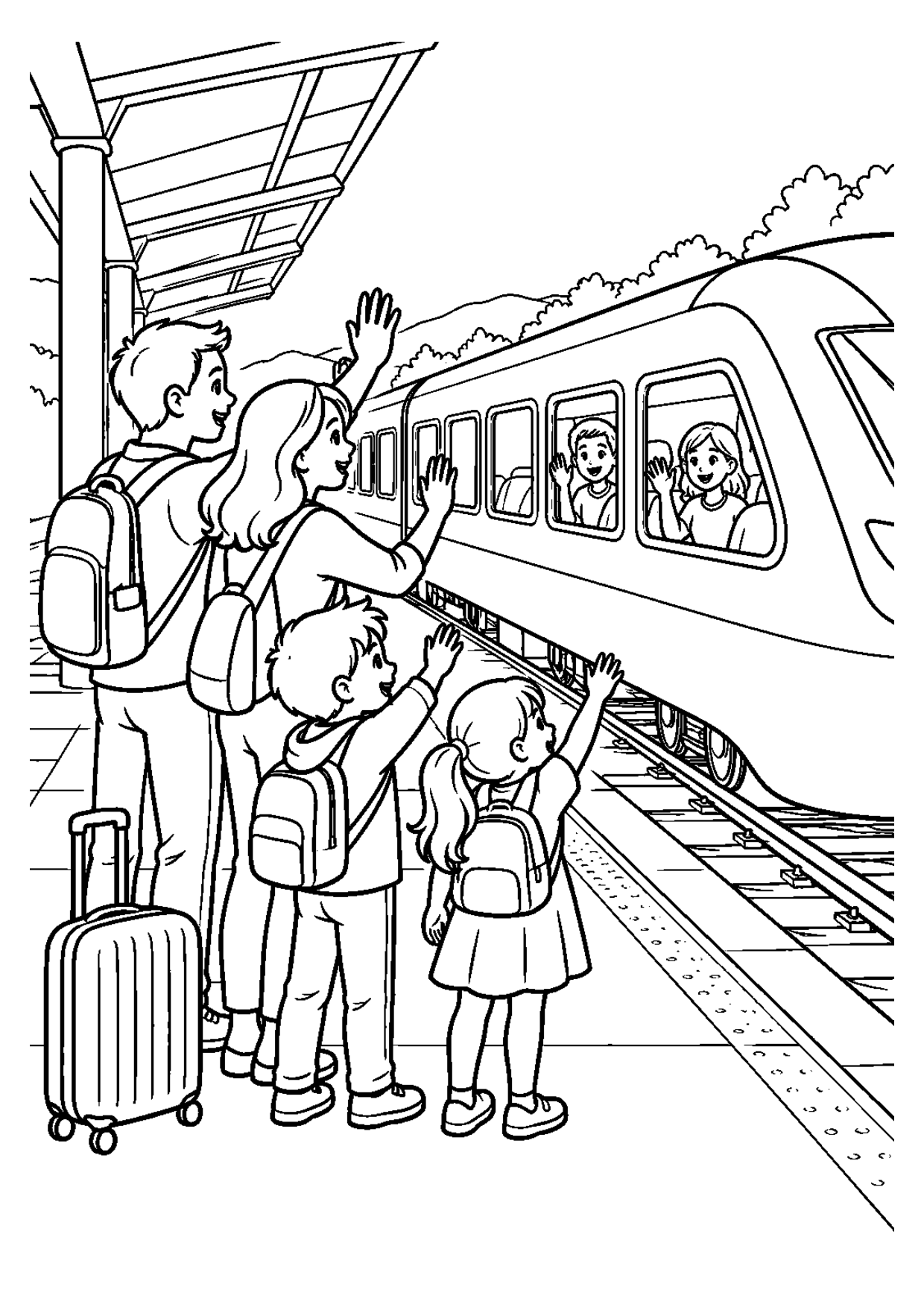 Coloriage écologie : voyage train