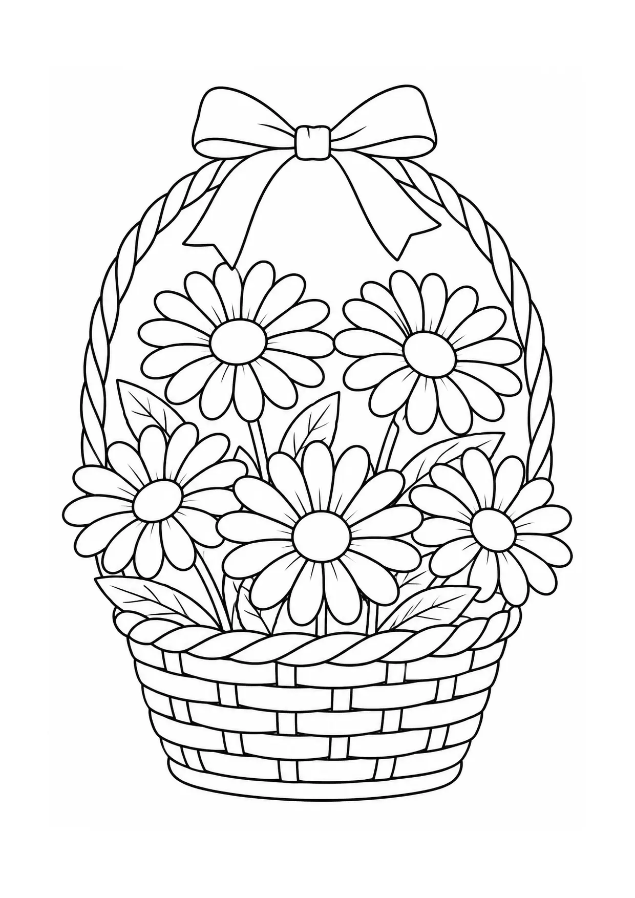 Coloriage marguerite à imprimer montrant panier, illustration 7