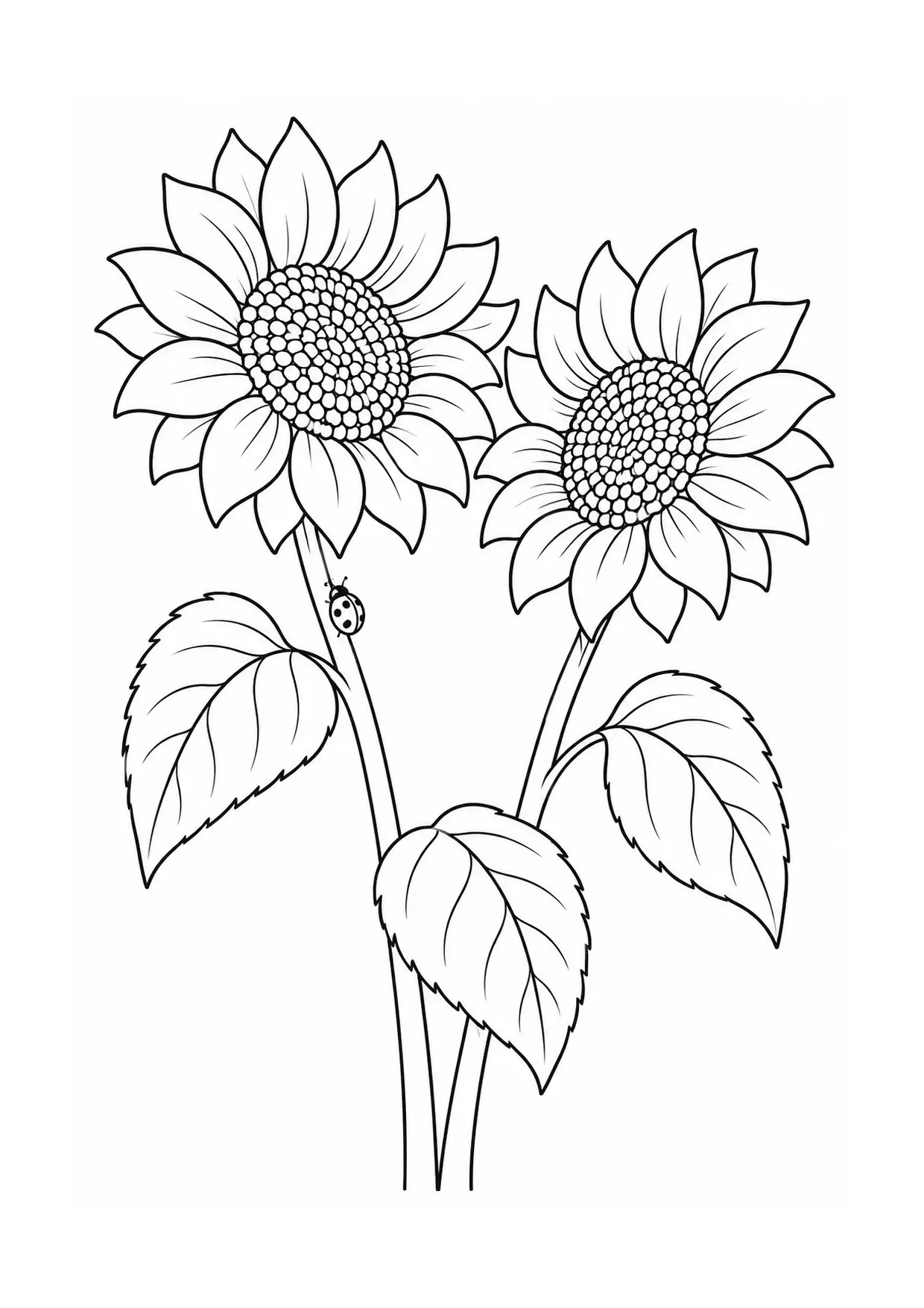 Coloriage tournesol à imprimer montrant duo, illustration 9
