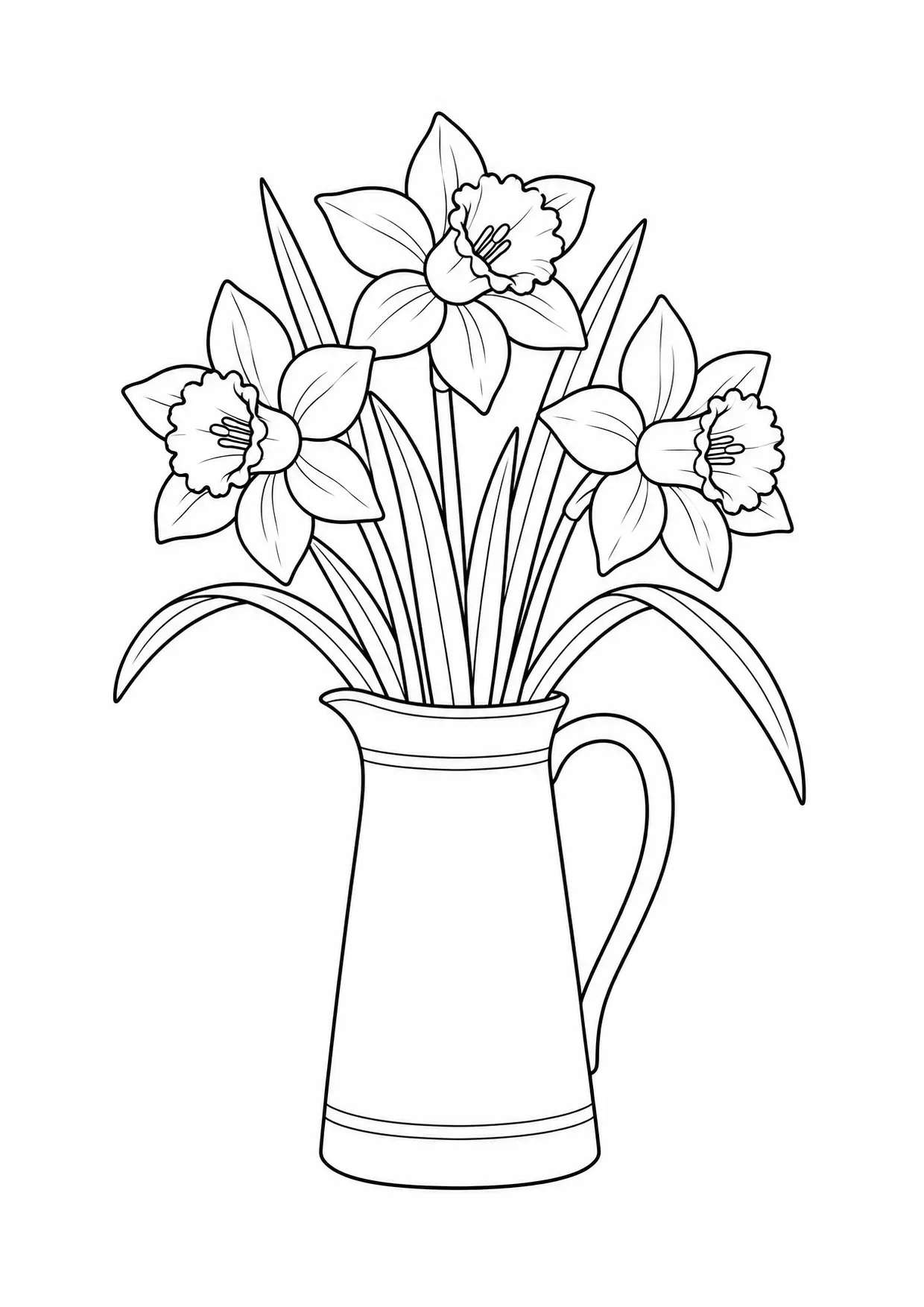 Coloriage jonquille à imprimer montrant cruche, illustration 9