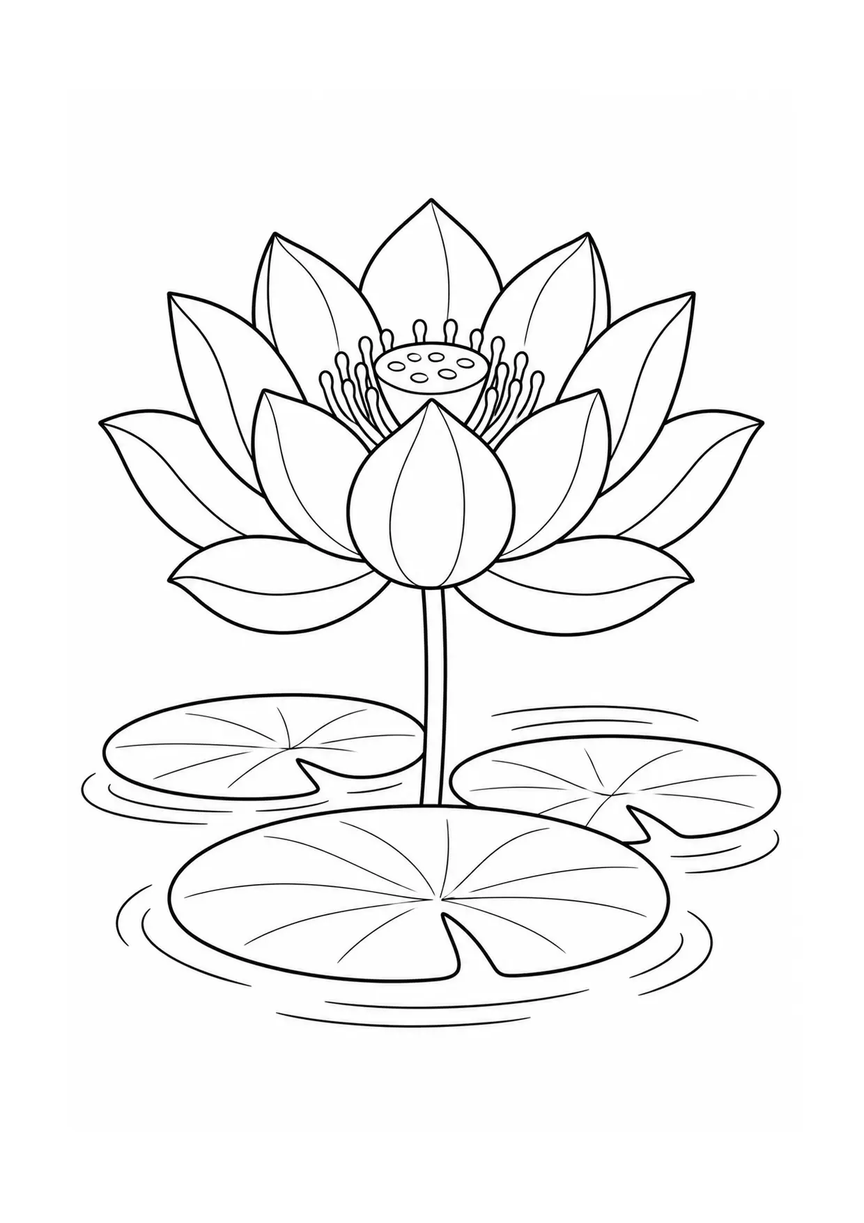 Coloriage lotus à imprimer montrant central, illustration 10