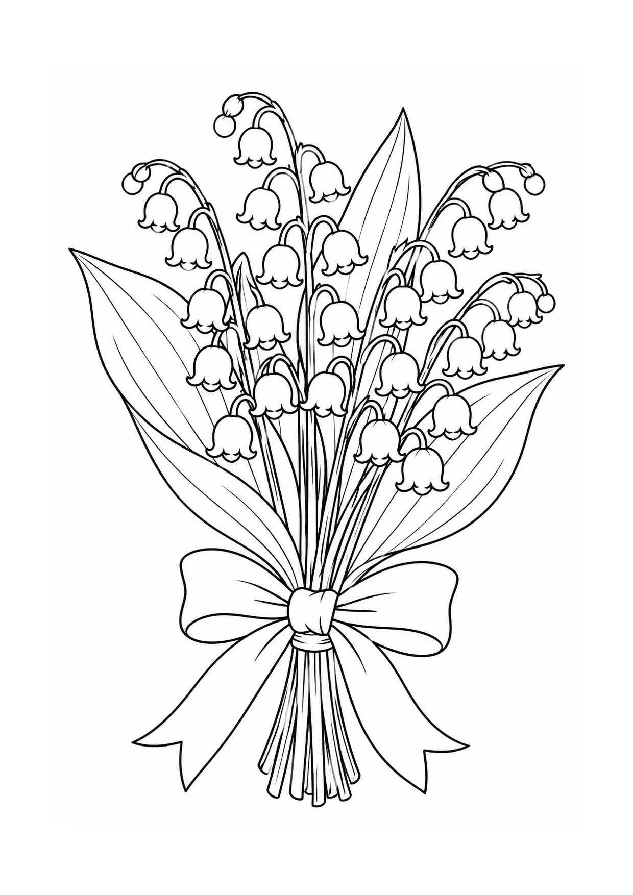 Coloriage muguet : ruban, modèle 08