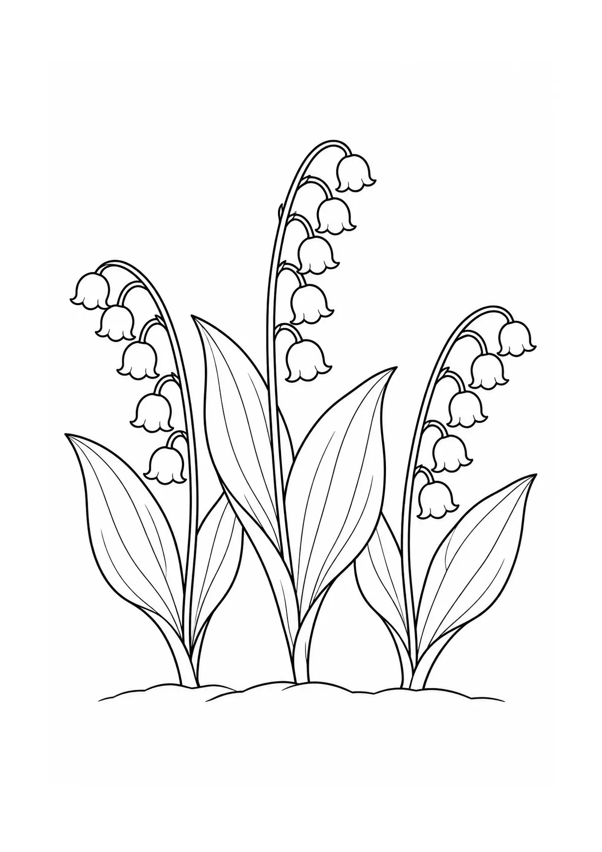 Coloriage muguet à imprimer montrant trio, illustration 9