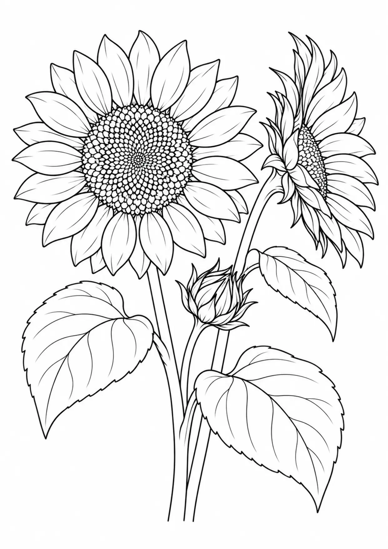Coloriage tournesol à imprimer montrant duo, illustration 13