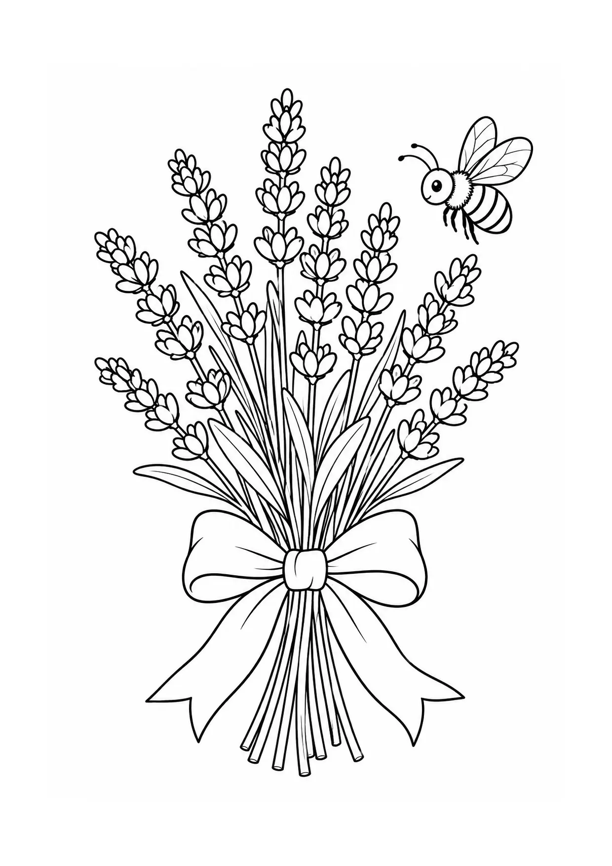 Coloriage lavande : bouquet, modèle 14