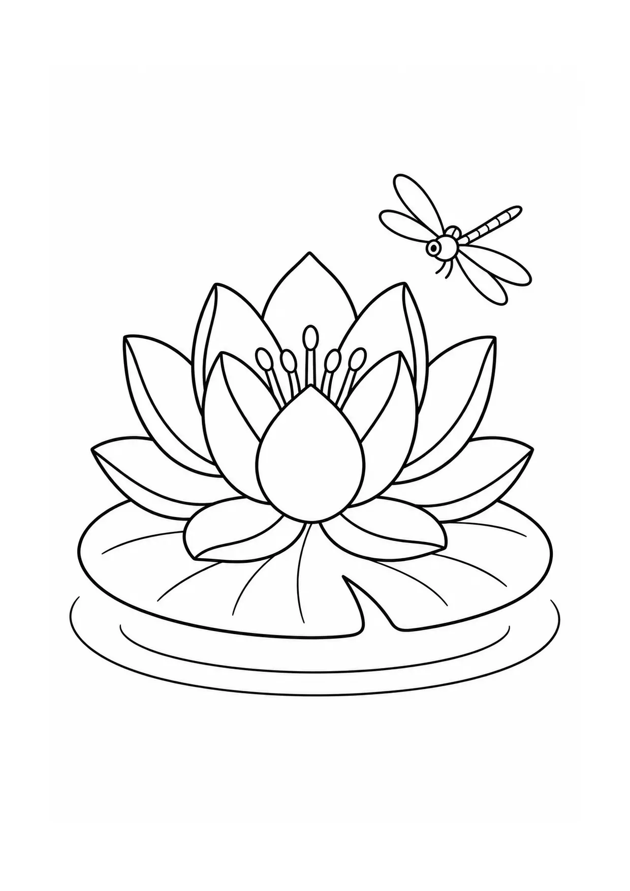 Coloriage lotus : libellule, modèle 15