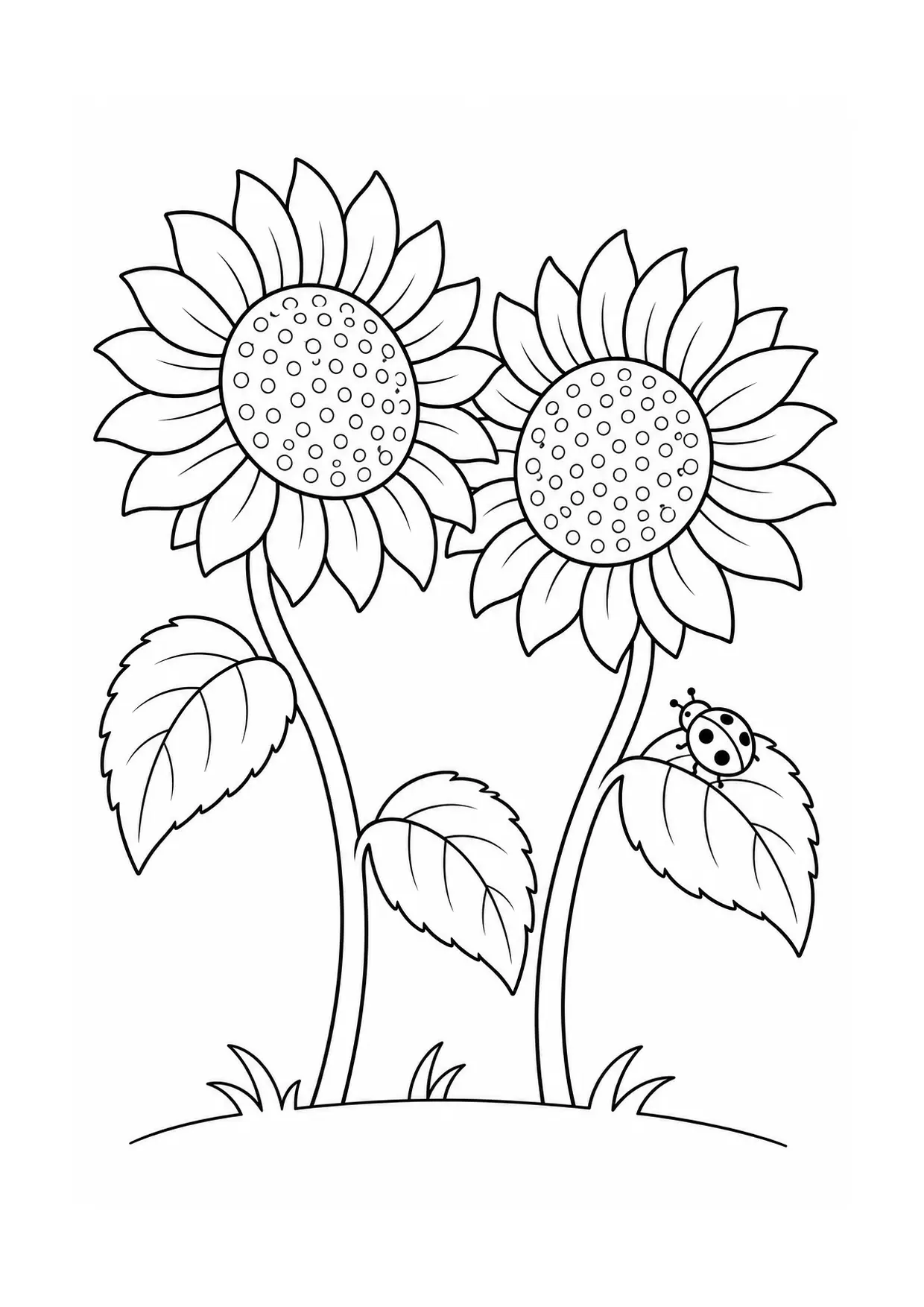 Coloriage tournesol à imprimer montrant duo, illustration 16
