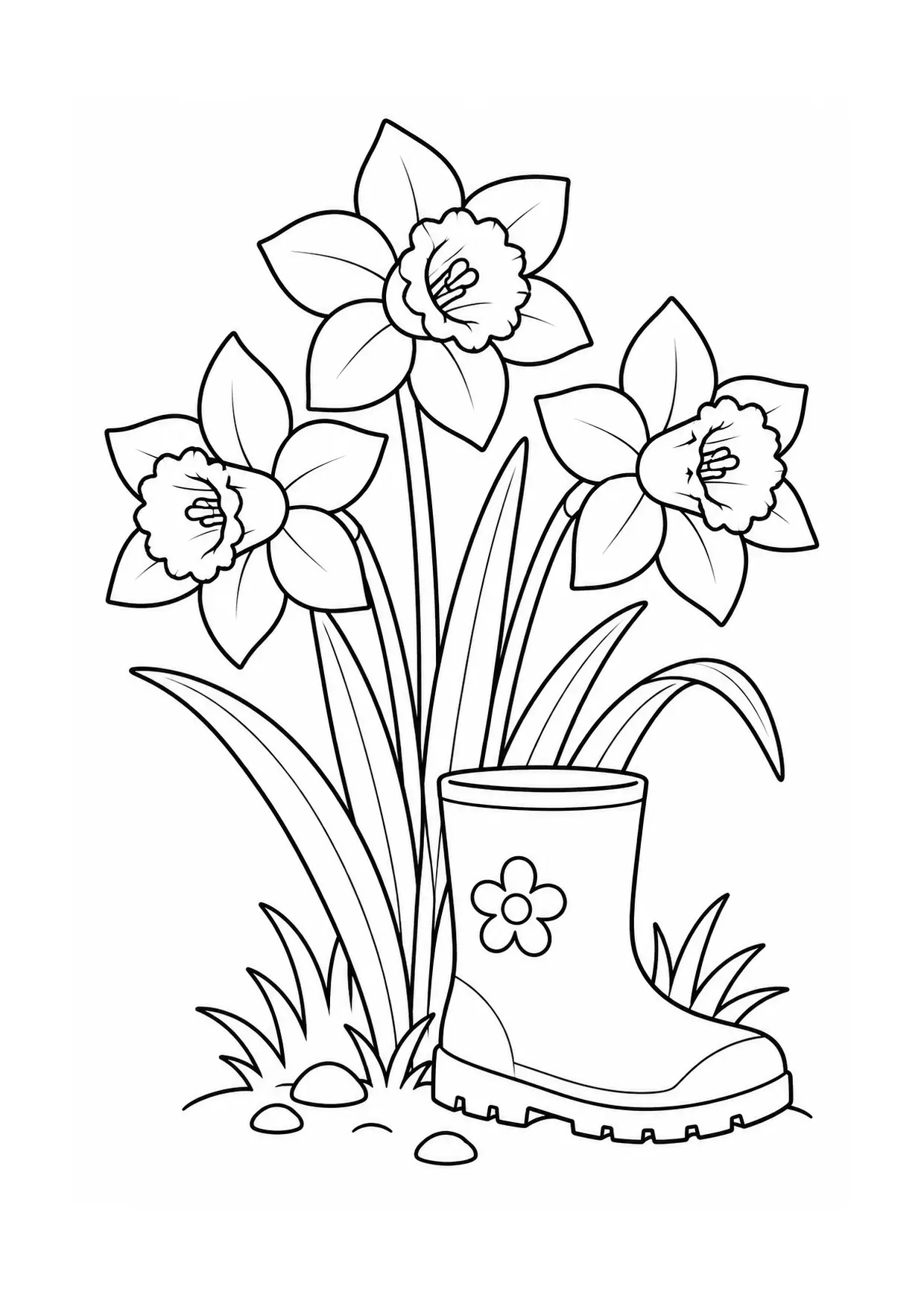 Coloriage jonquille : botte, modèle 15