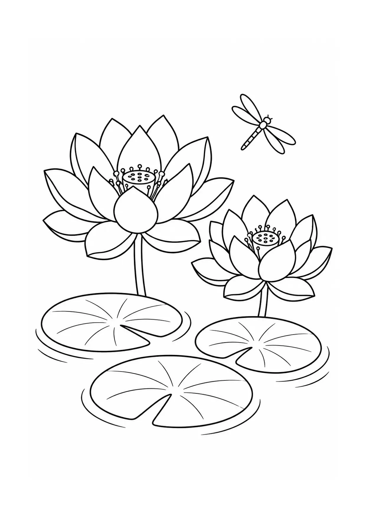 Coloriage lotus à imprimer montrant double, illustration 17
