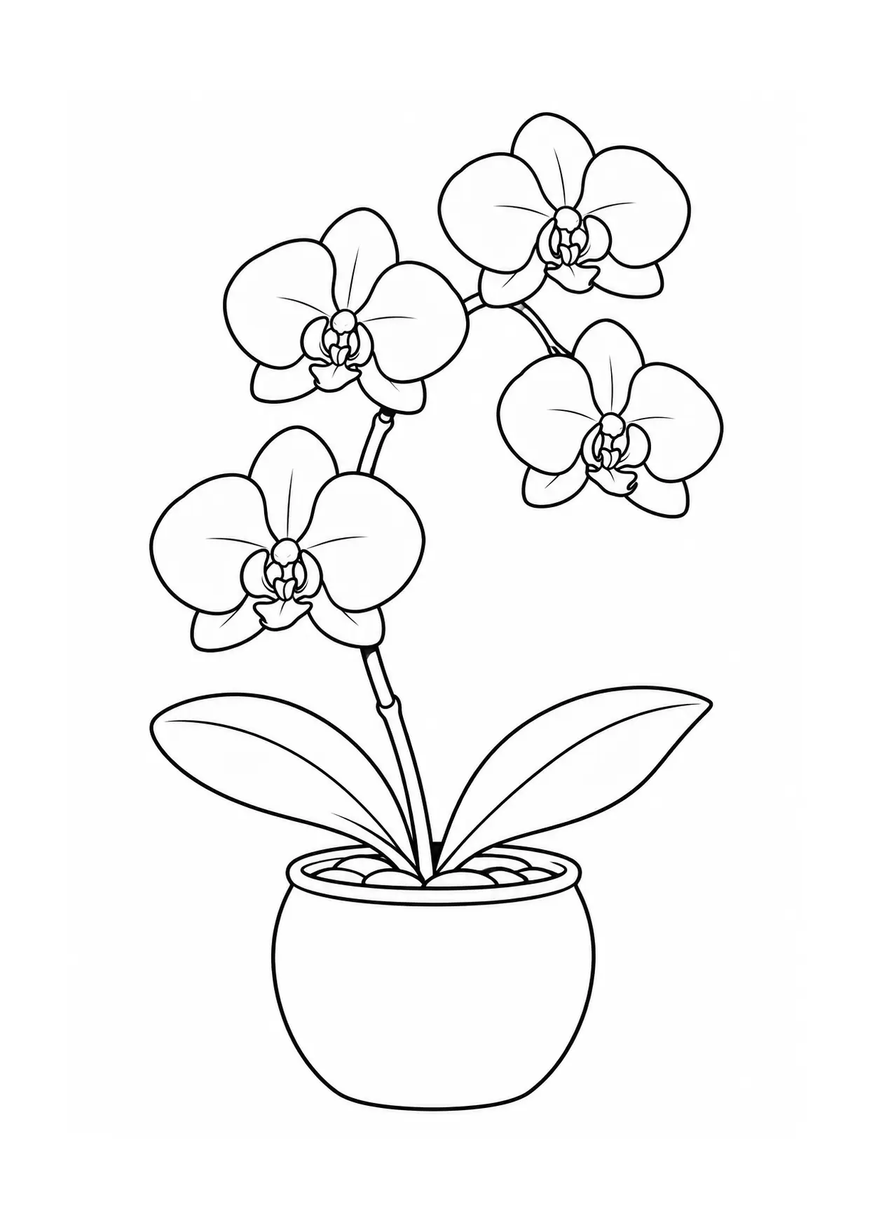 Coloriage orchidée à imprimer montrant tige, illustration 17