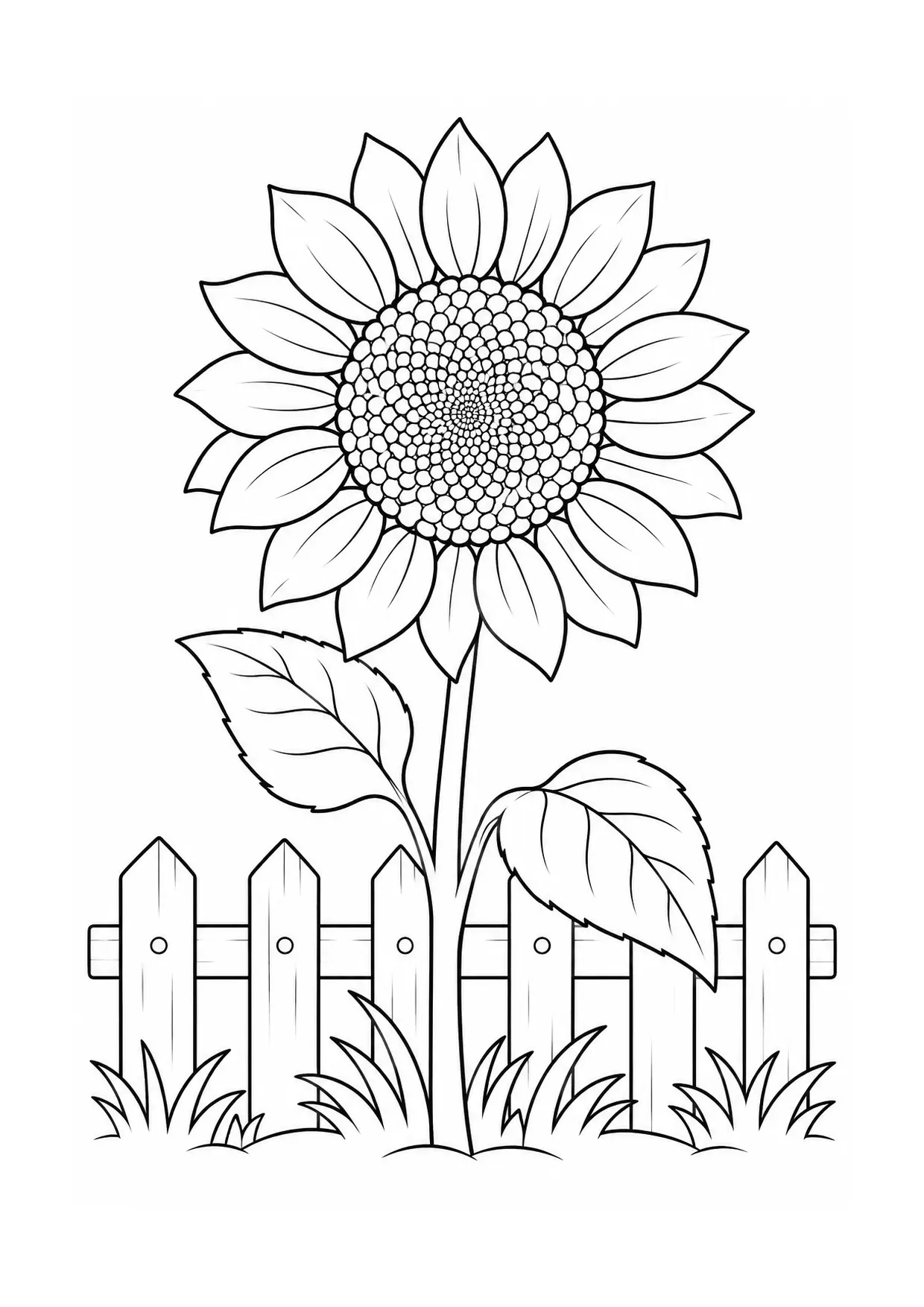 Coloriage tournesol à imprimer montrant jardin, illustration 18