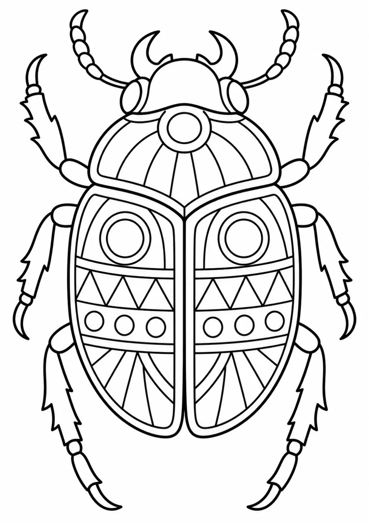Coloriage scarabée : scarabee à imprimer montrant scarabee, dessin noir et blanc