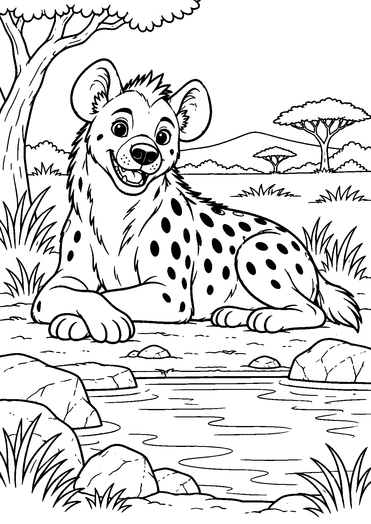 Coloriage hyène : hyene