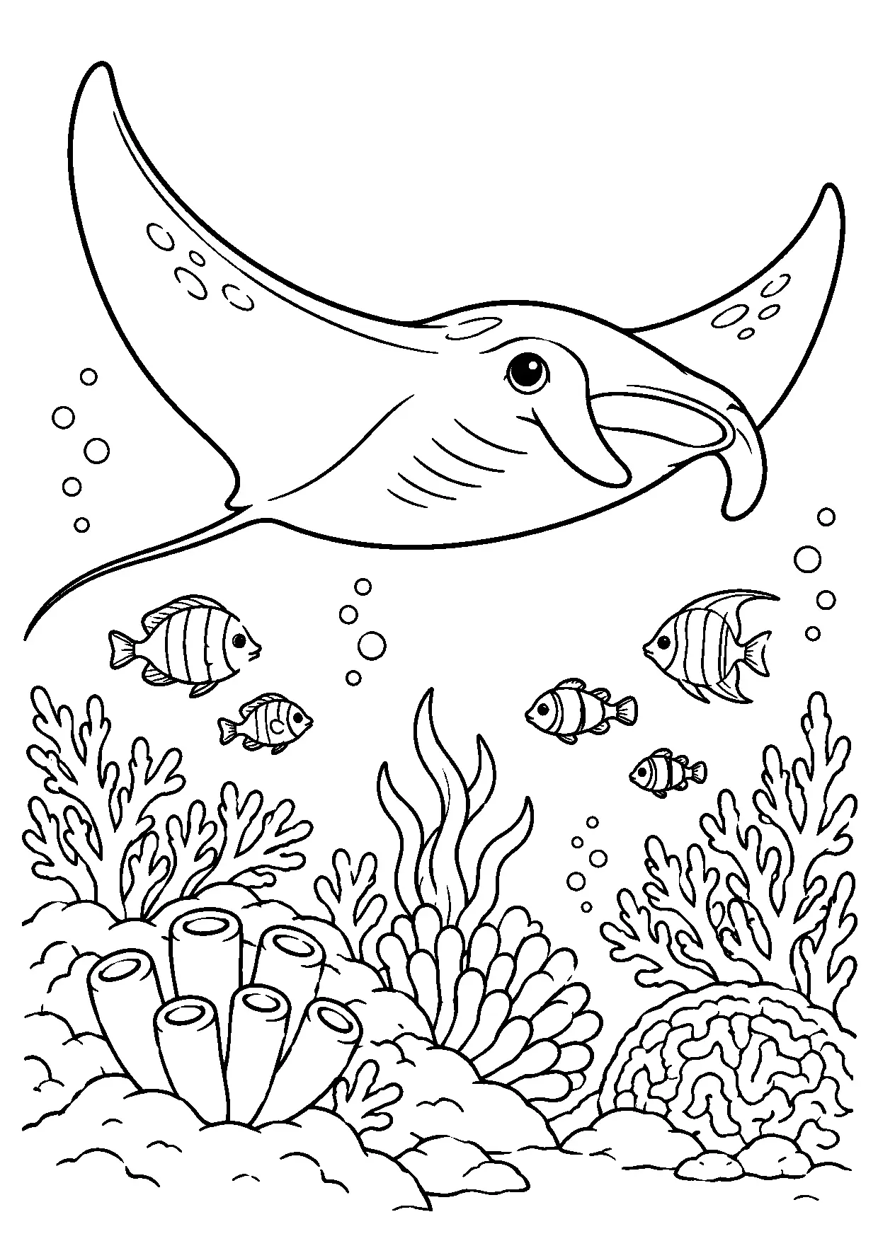 Coloriage raie manta : raie manta