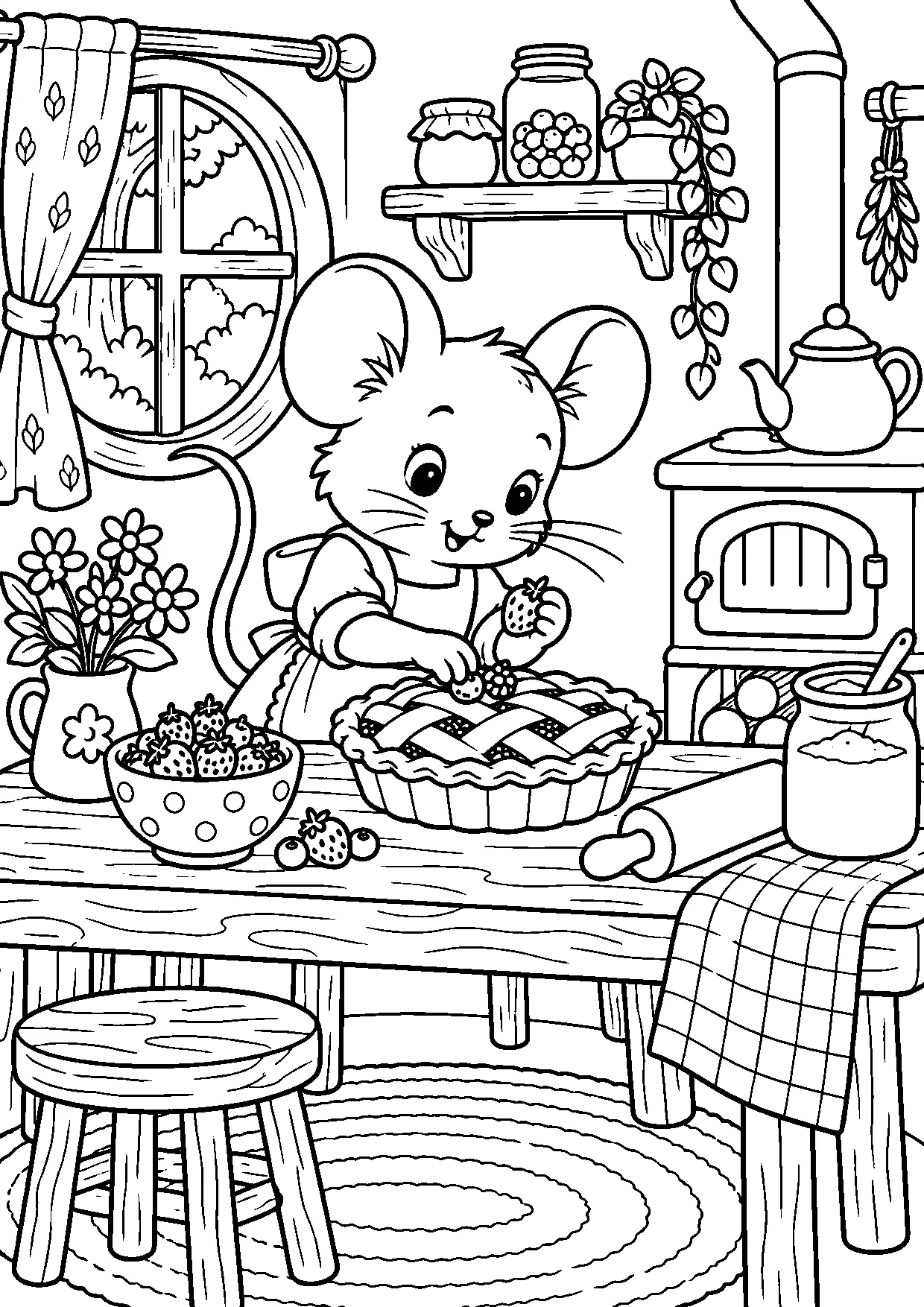 Coloriage souris : souris à imprimer montrant souris, dessin noir et blanc