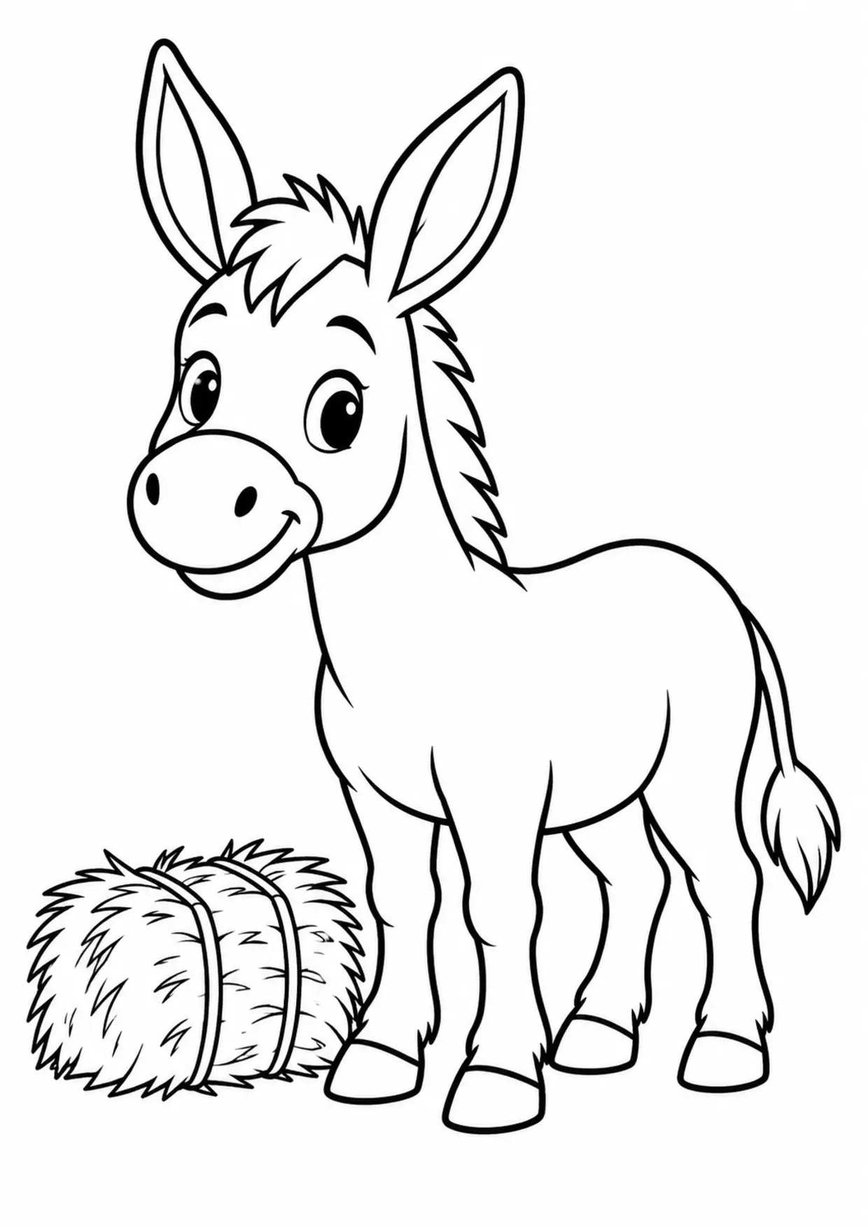 Coloriage âne : ane à imprimer montrant ane, dessin noir et blanc