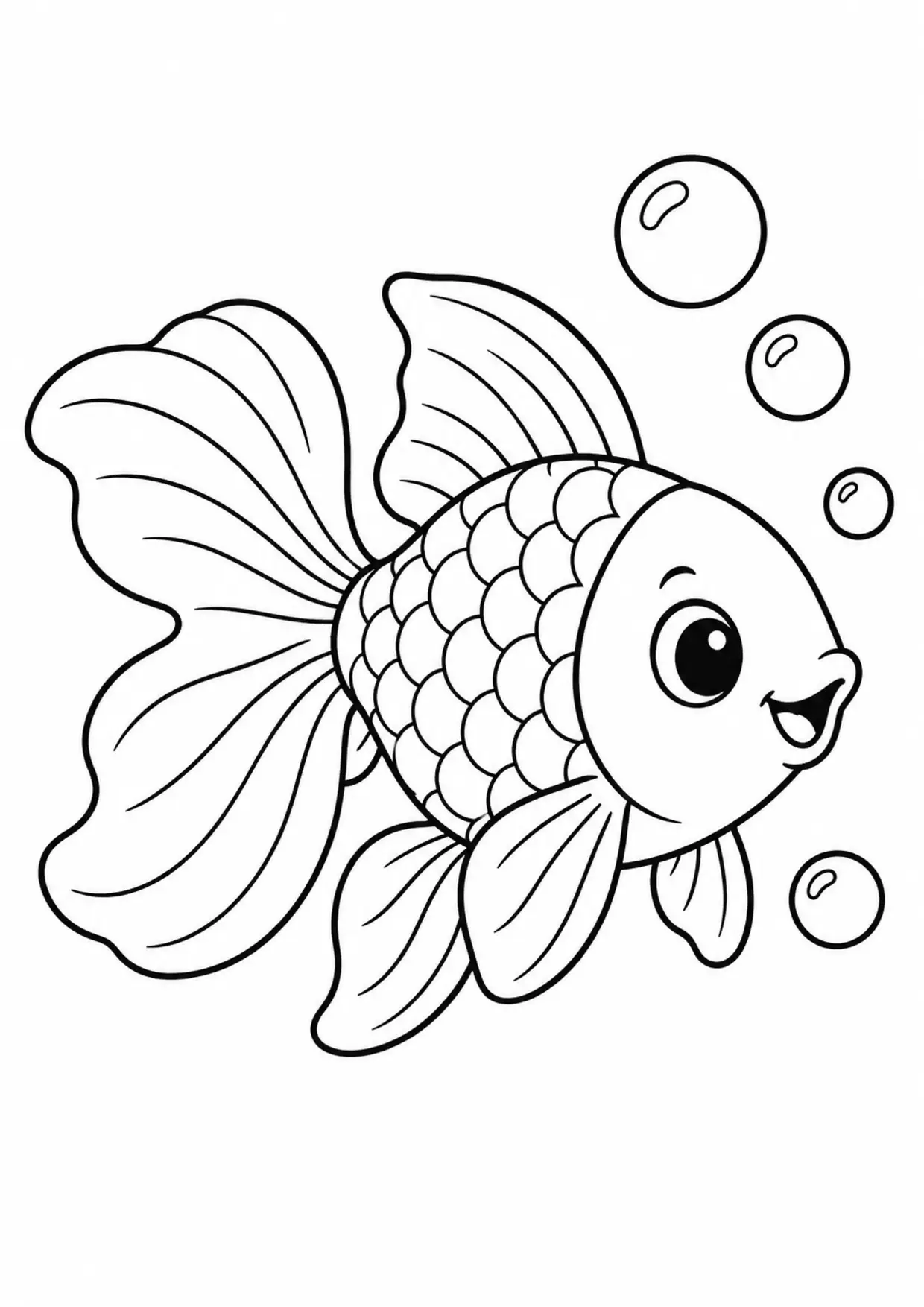 Coloriage poisson rouge : poisson rouge à imprimer montrant poisson rouge, dessin noir et blanc