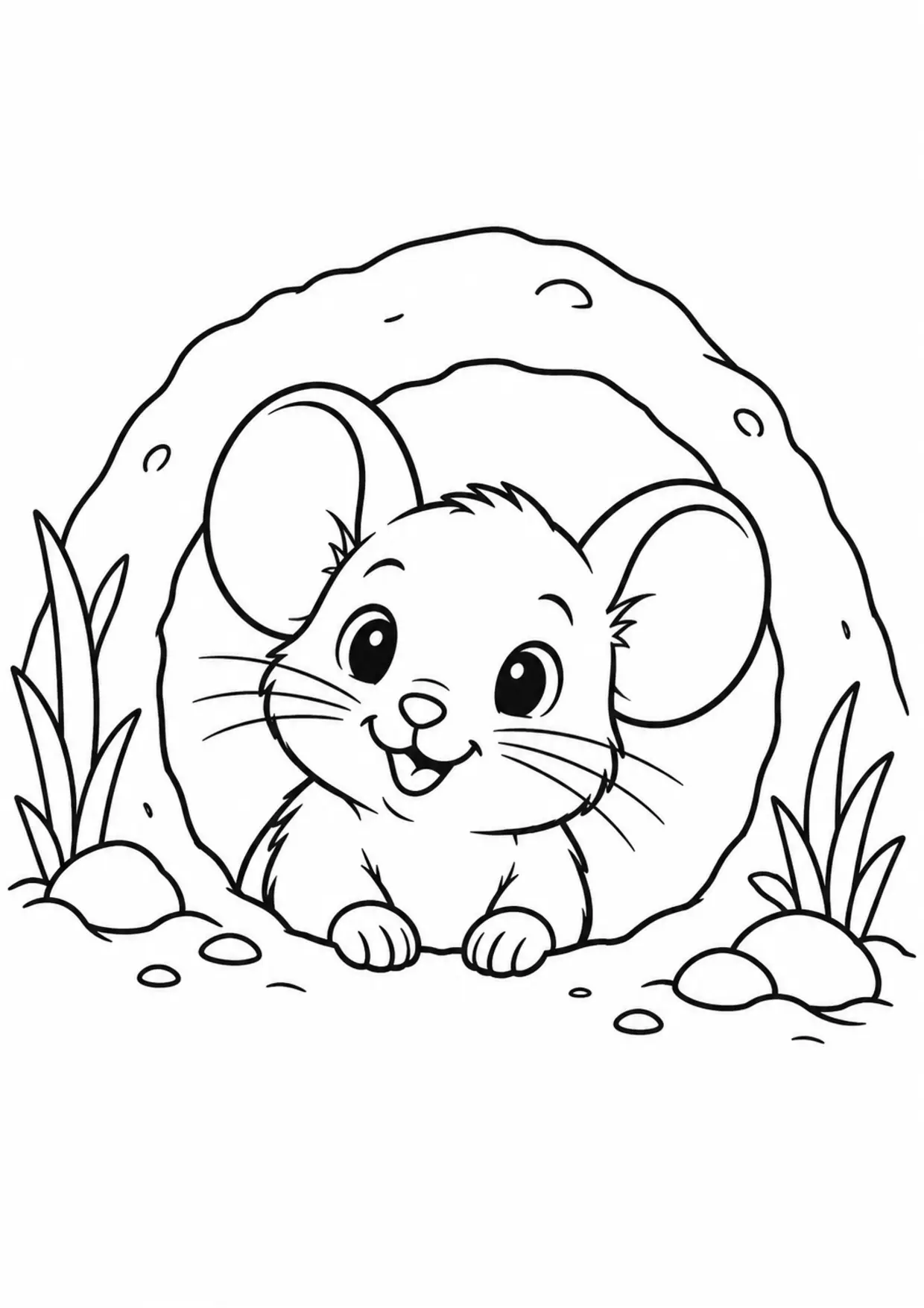 Coloriage souris : souris à imprimer montrant souris, dessin noir et blanc